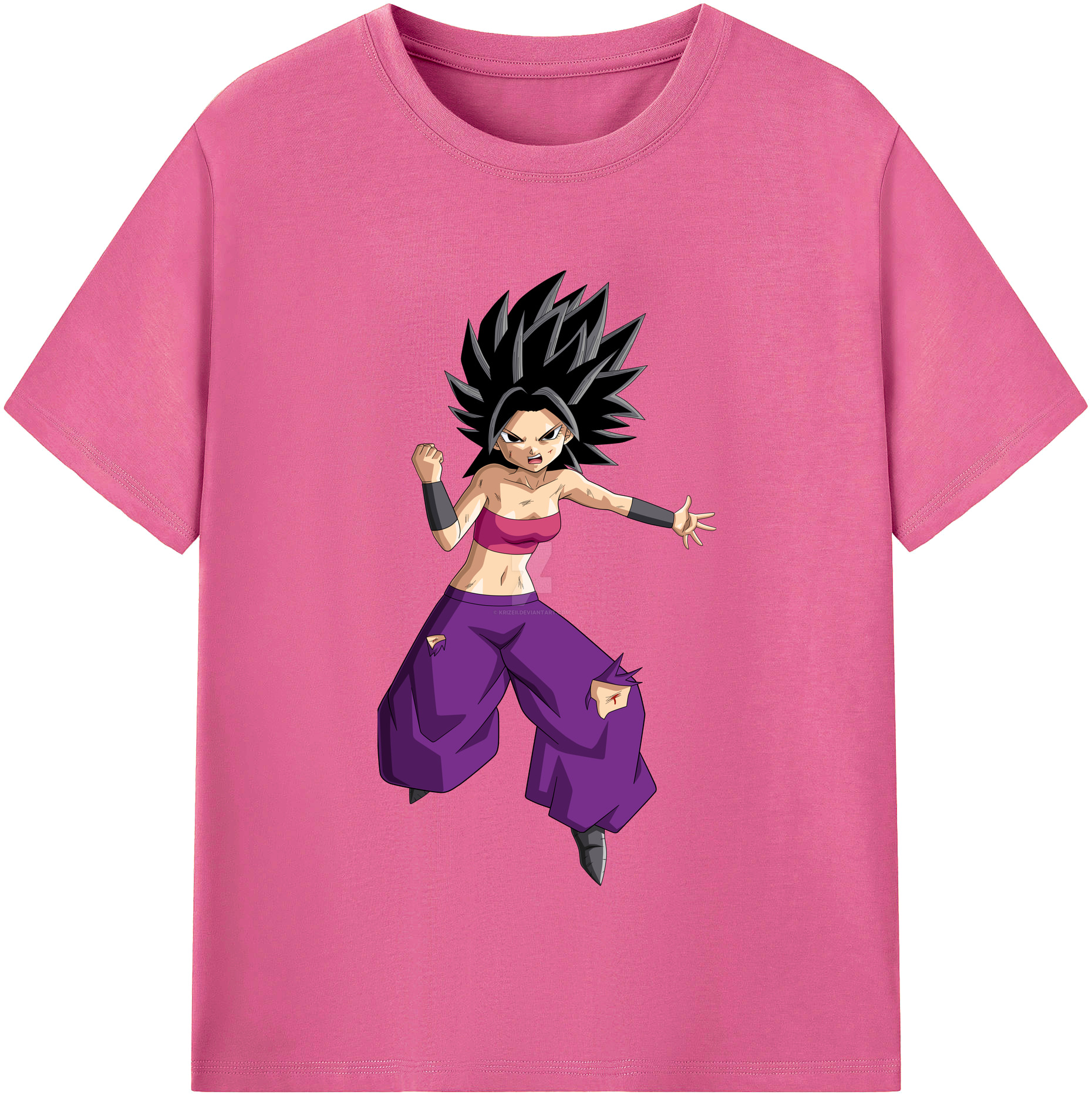 （画像用） ドラゴンボール カリフラ DRAGON BALL Caulifla レディースカジュアルプリントTシャツ（綿100％）