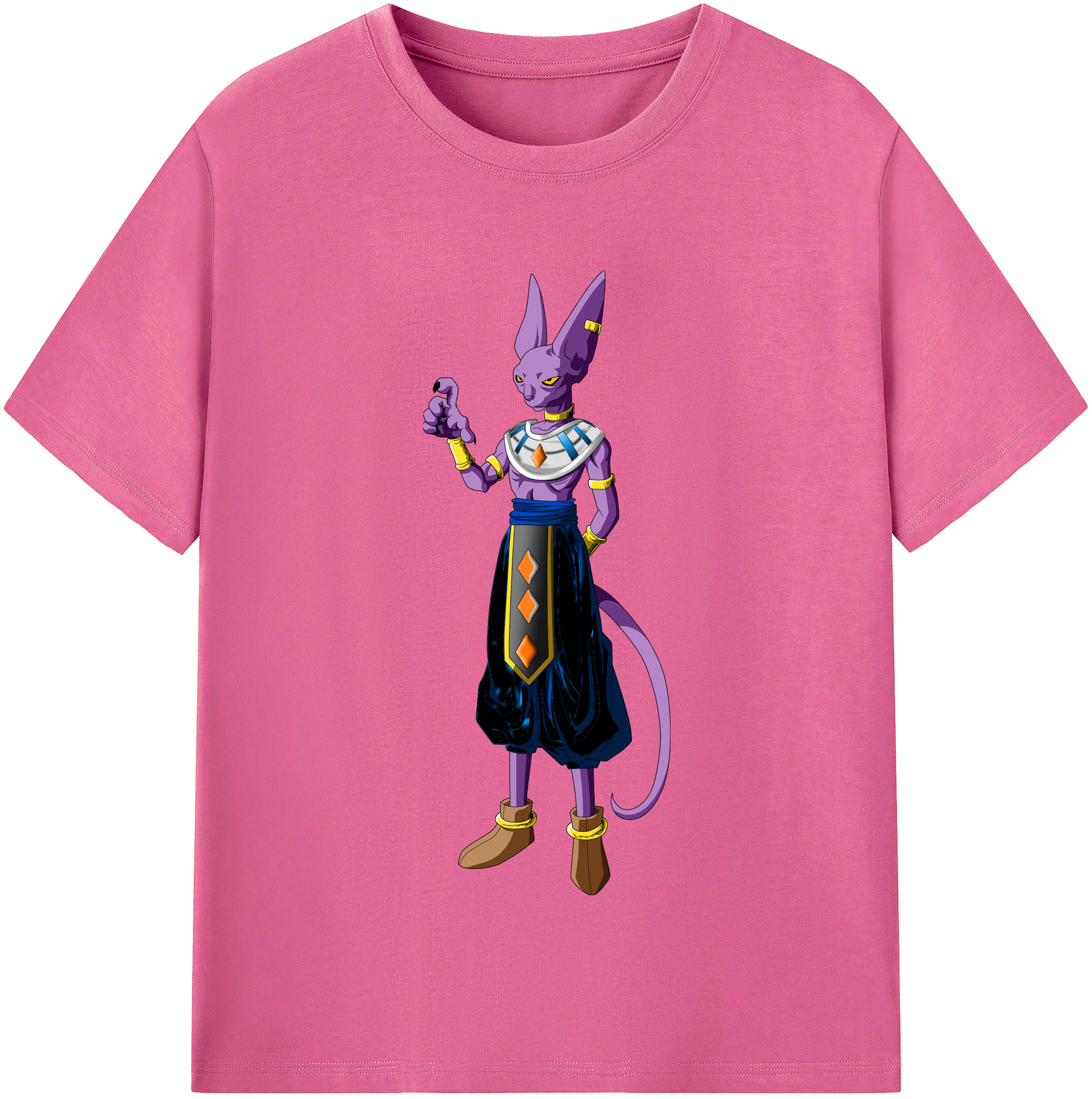 （画像用） ドラゴンボール ビルス 破壊神ビルス DRAGON BALL Beerus Birusu レディースカジュアルプリントTシャツ（綿100％）