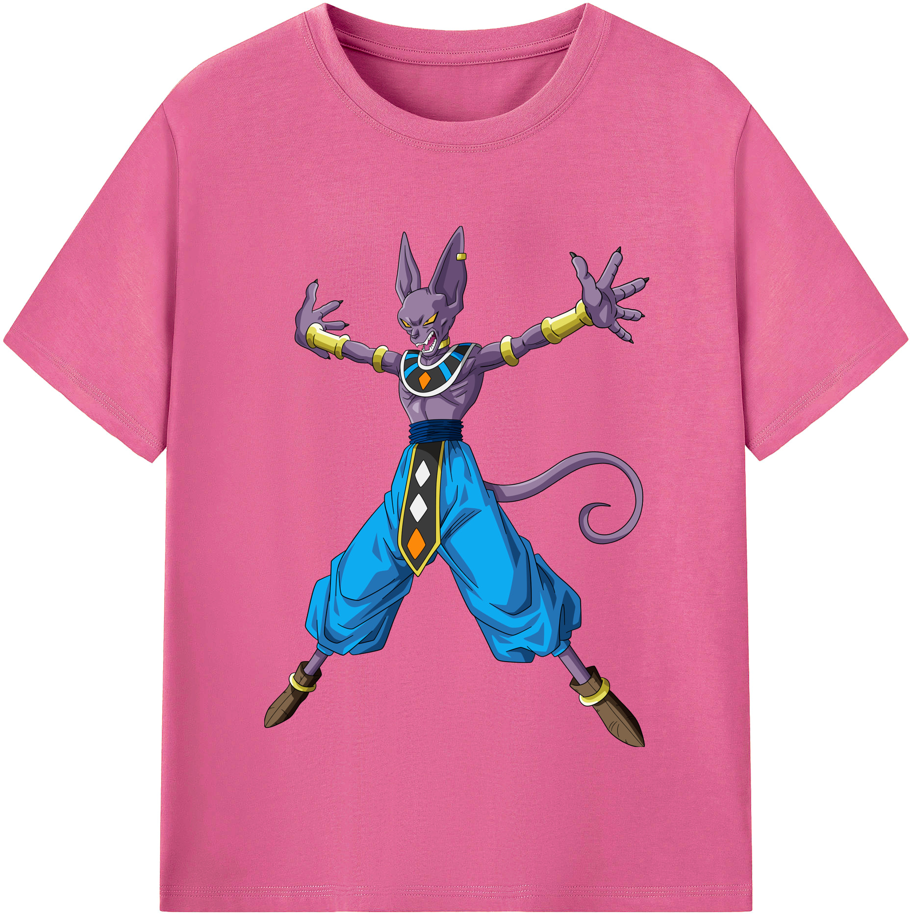 （画像用） ドラゴンボール ビルス 破壊神ビルス DRAGON BALL Beerus Birusu レディースカジュアルプリントTシャツ（綿100％）