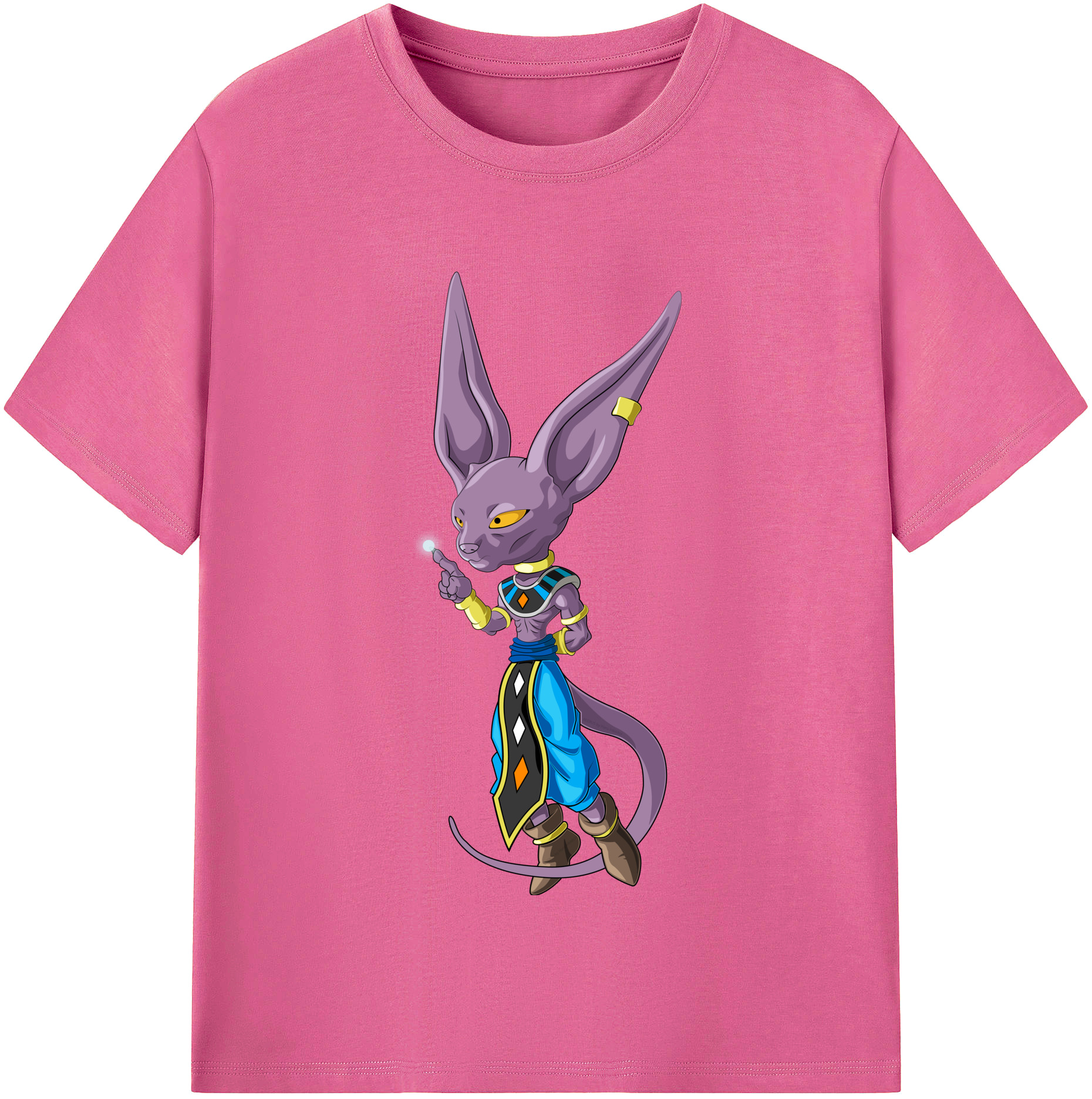（画像用） ドラゴンボール ビルス 破壊神ビルス DRAGON BALL Beerus Birusu レディースカジュアルプリントTシャツ（綿100％）