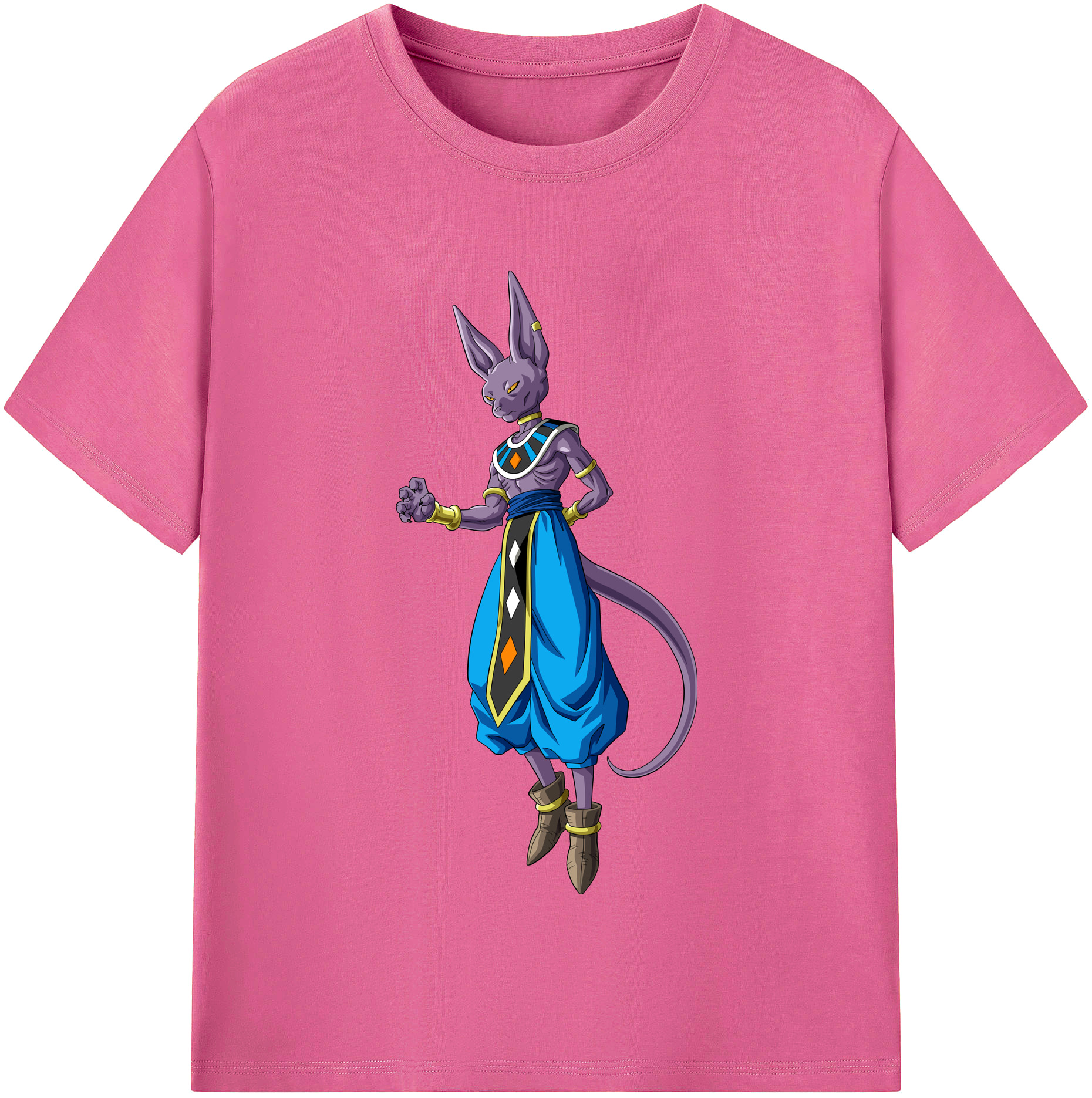 （画像用） ドラゴンボール ビルス 破壊神ビルス DRAGON BALL Beerus Birusu レディースカジュアルプリントTシャツ（綿100％）