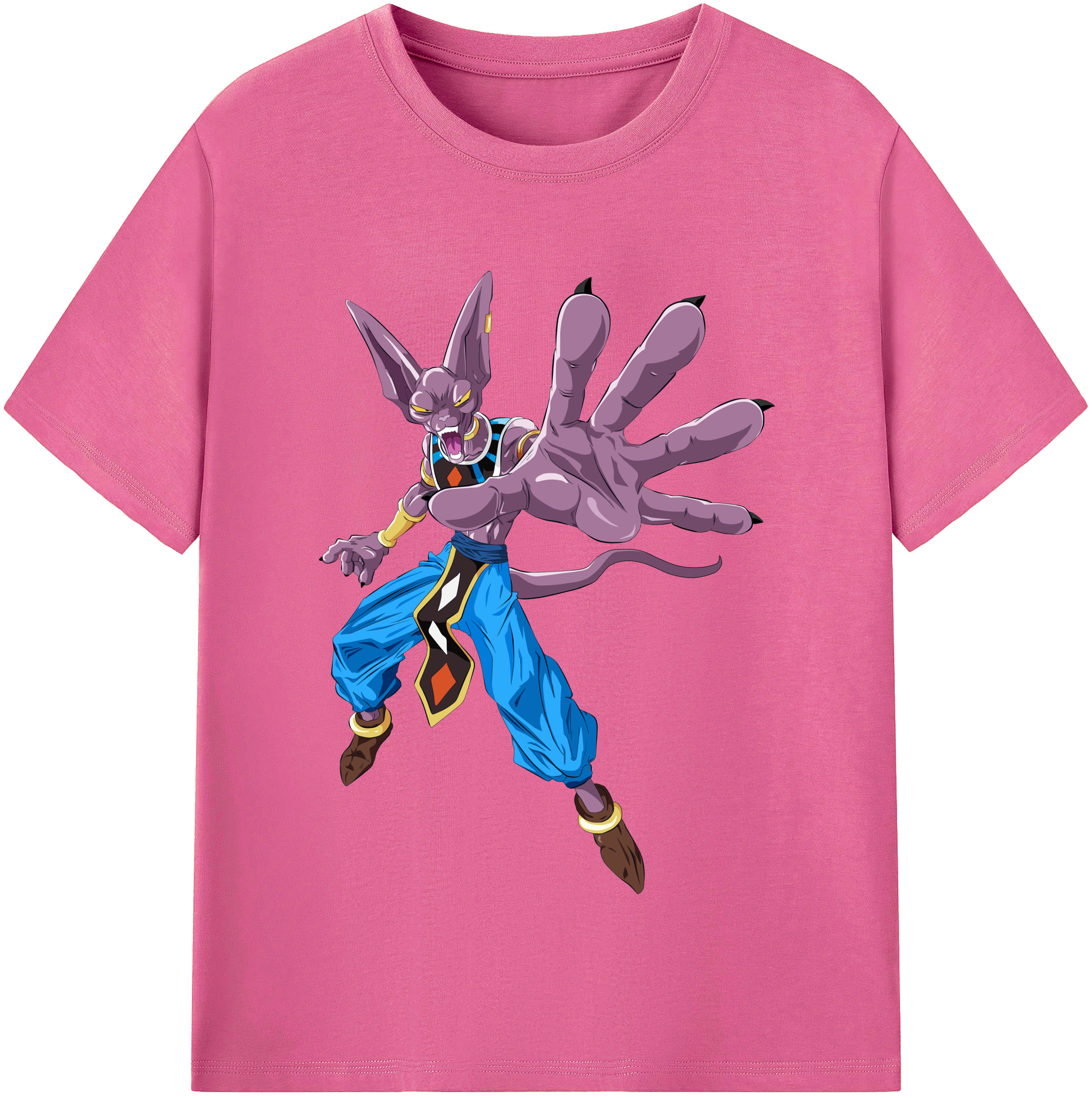 （画像用） ドラゴンボール ビルス 破壊神ビルス DRAGON BALL Beerus Birusu レディースカジュアルプリントTシャツ（綿100％）