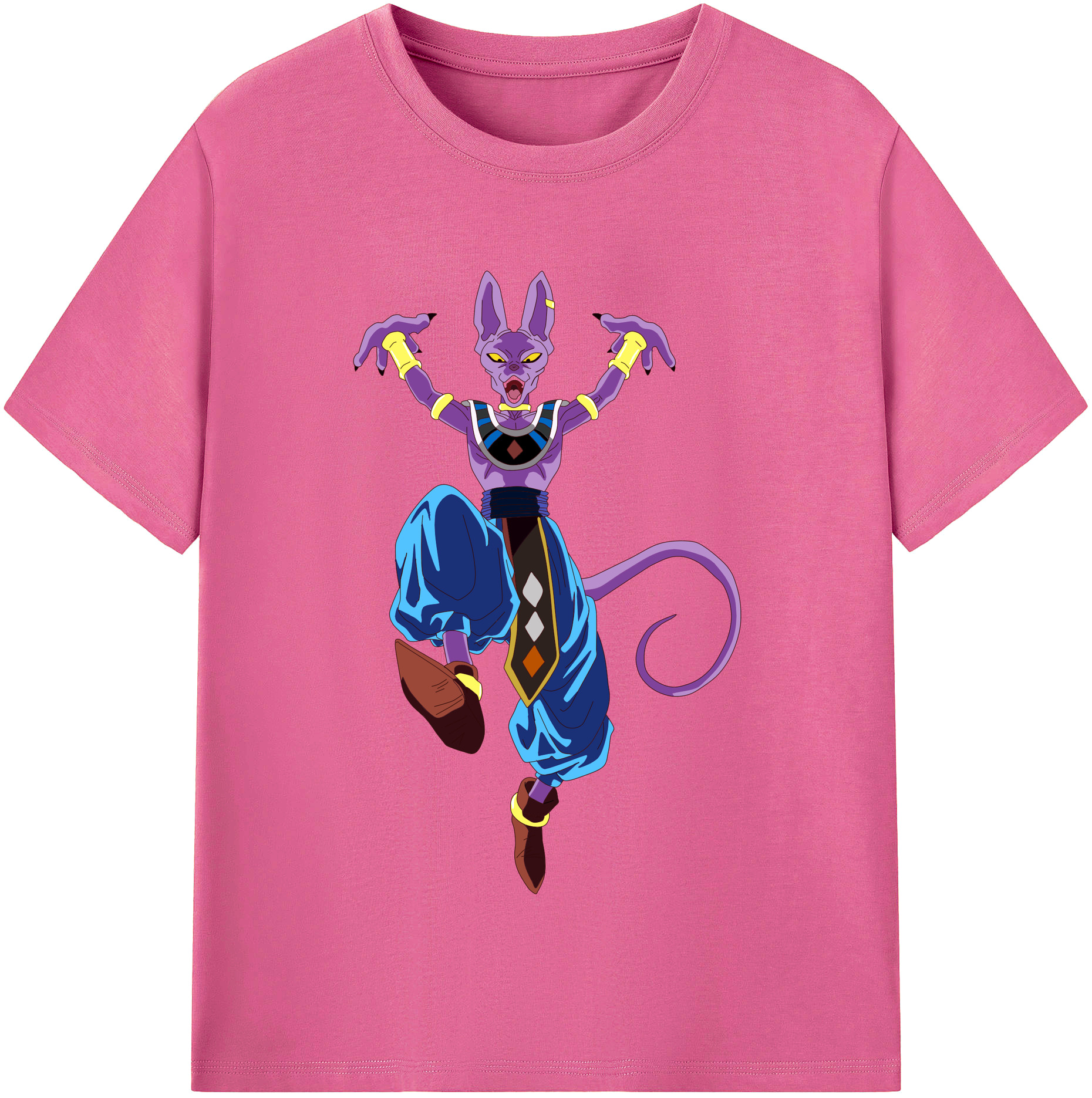 （画像用） ドラゴンボール ビルス 破壊神ビルス DRAGON BALL Beerus Birusu レディースカジュアルプリントTシャツ（綿100％）