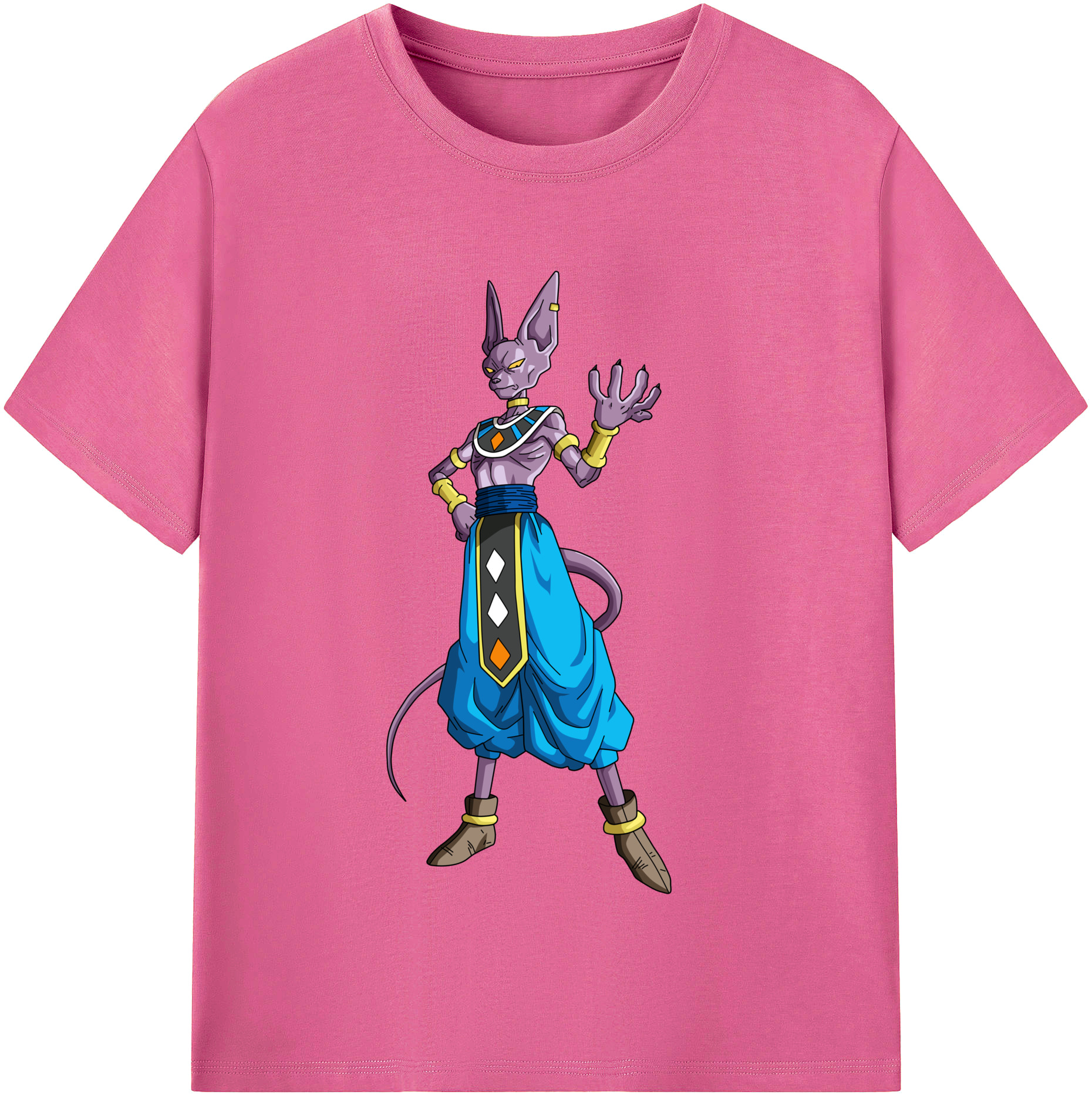 （画像用） ドラゴンボール ビルス 破壊神ビルス DRAGON BALL Beerus Birusu レディースカジュアルプリントTシャツ（綿100％）