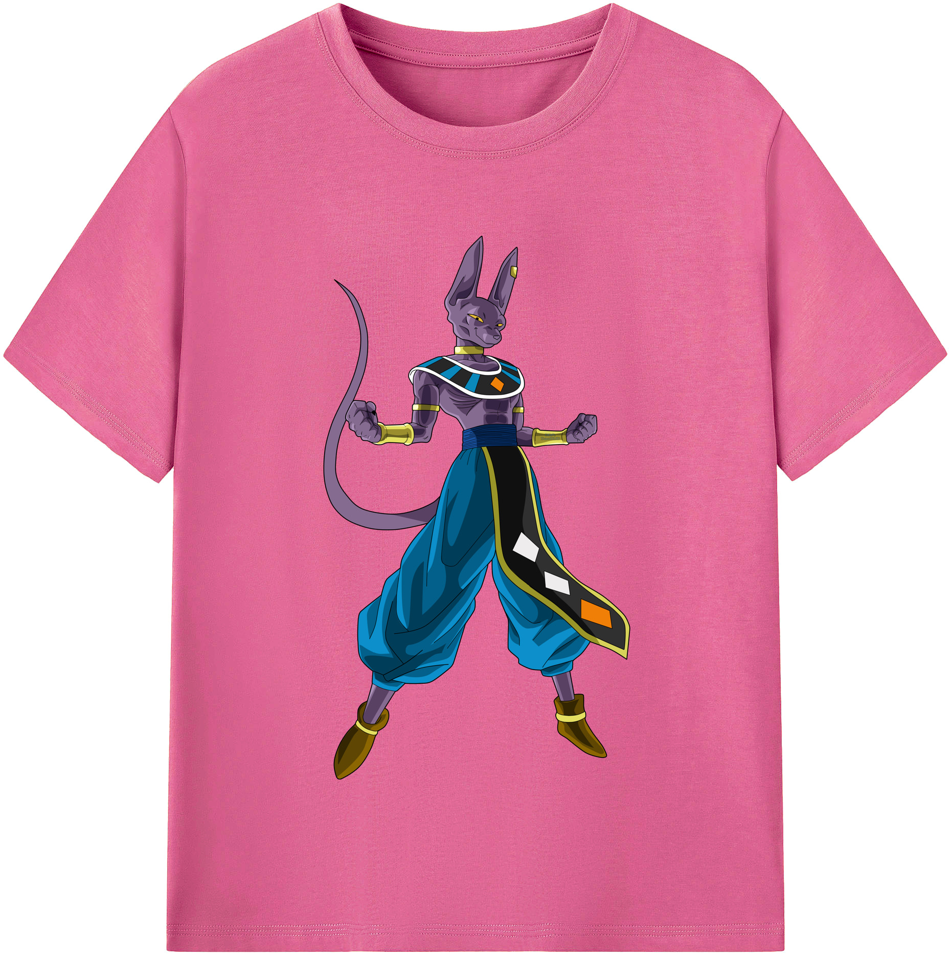 （画像用） ドラゴンボール ビルス 破壊神ビルス DRAGON BALL Beerus Birusu レディースカジュアルプリントTシャツ（綿100％）