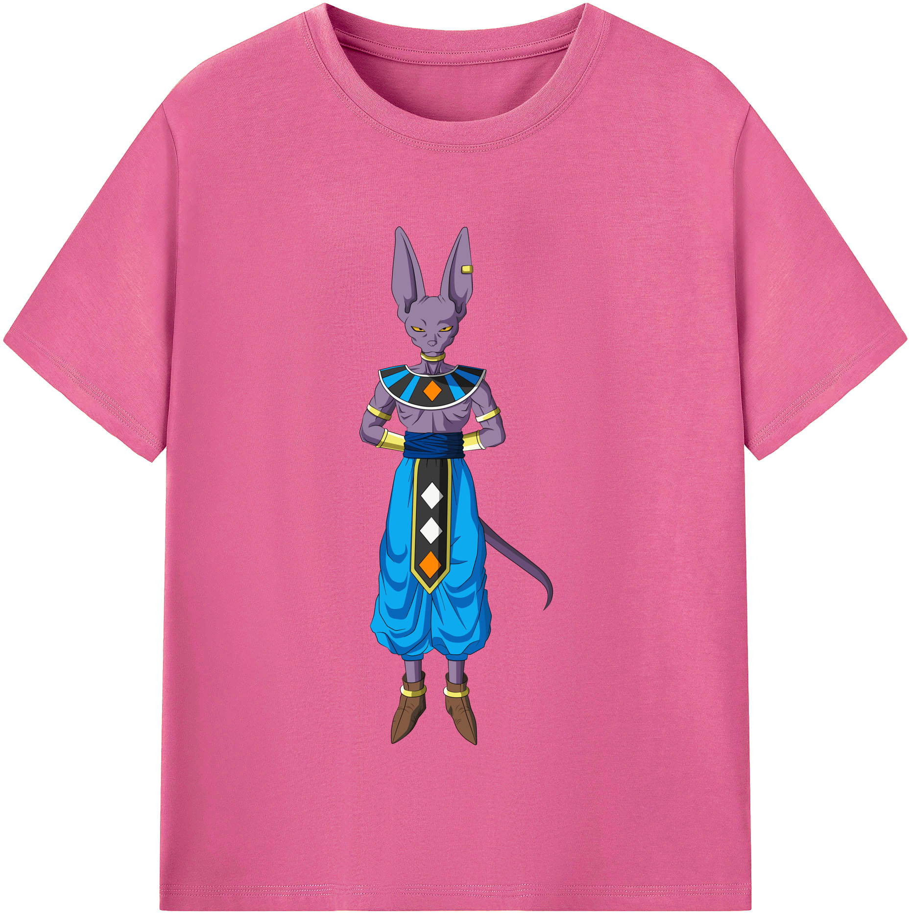 （画像用） ドラゴンボール ビルス 破壊神ビルス DRAGON BALL Beerus Birusu レディースカジュアルプリントTシャツ（綿100％）