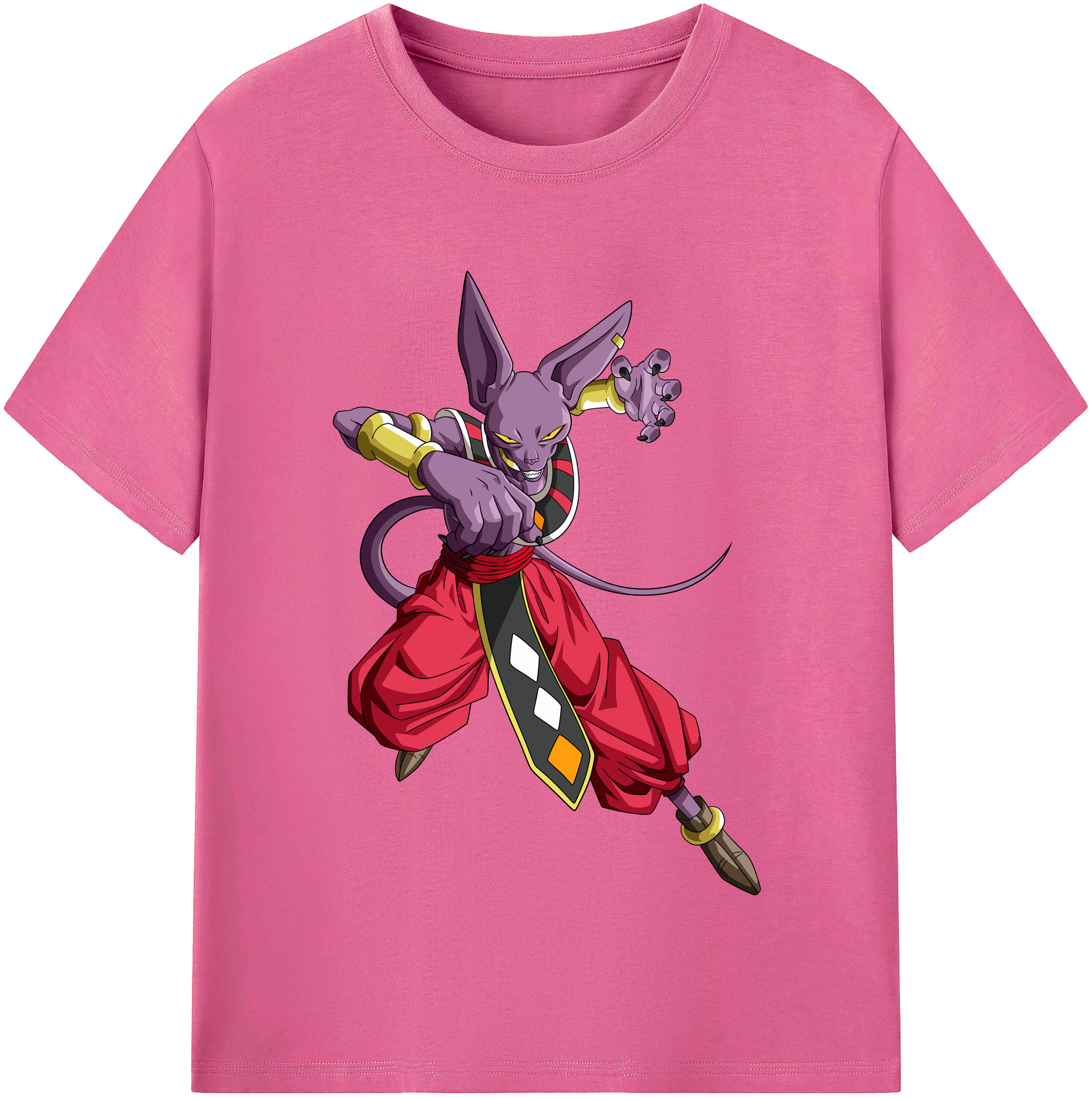 （画像用） ドラゴンボール ビルス 破壊神ビルス DRAGON BALL Beerus Birusu レディースカジュアルプリントTシャツ（綿100％）