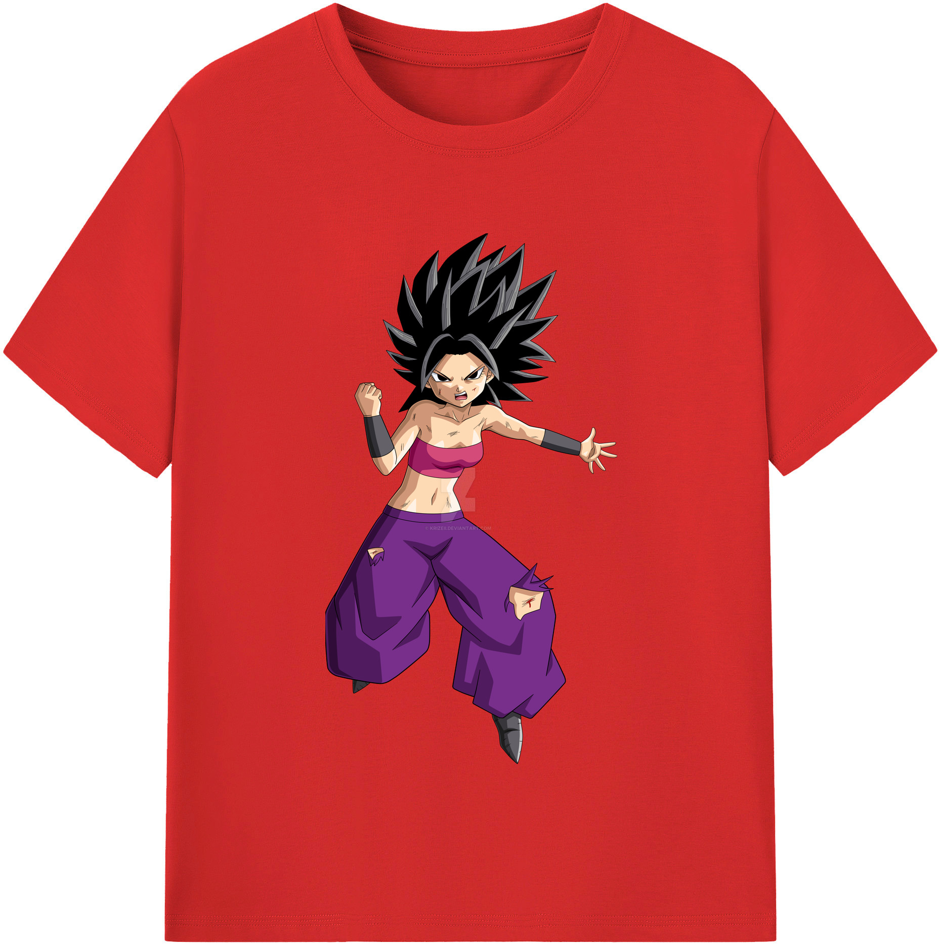 （画像用） ドラゴンボール カリフラ DRAGON BALL Caulifla レディースカジュアルプリントTシャツ（綿100％）