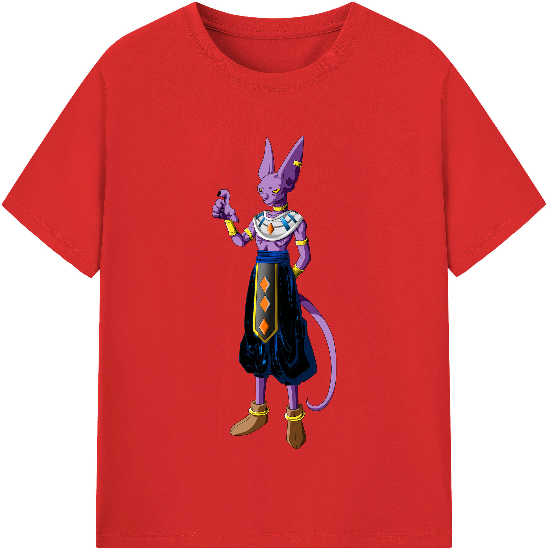 （画像用） ドラゴンボール ビルス 破壊神ビルス DRAGON BALL Beerus Birusu レディースカジュアルプリントTシャツ（綿100％）
