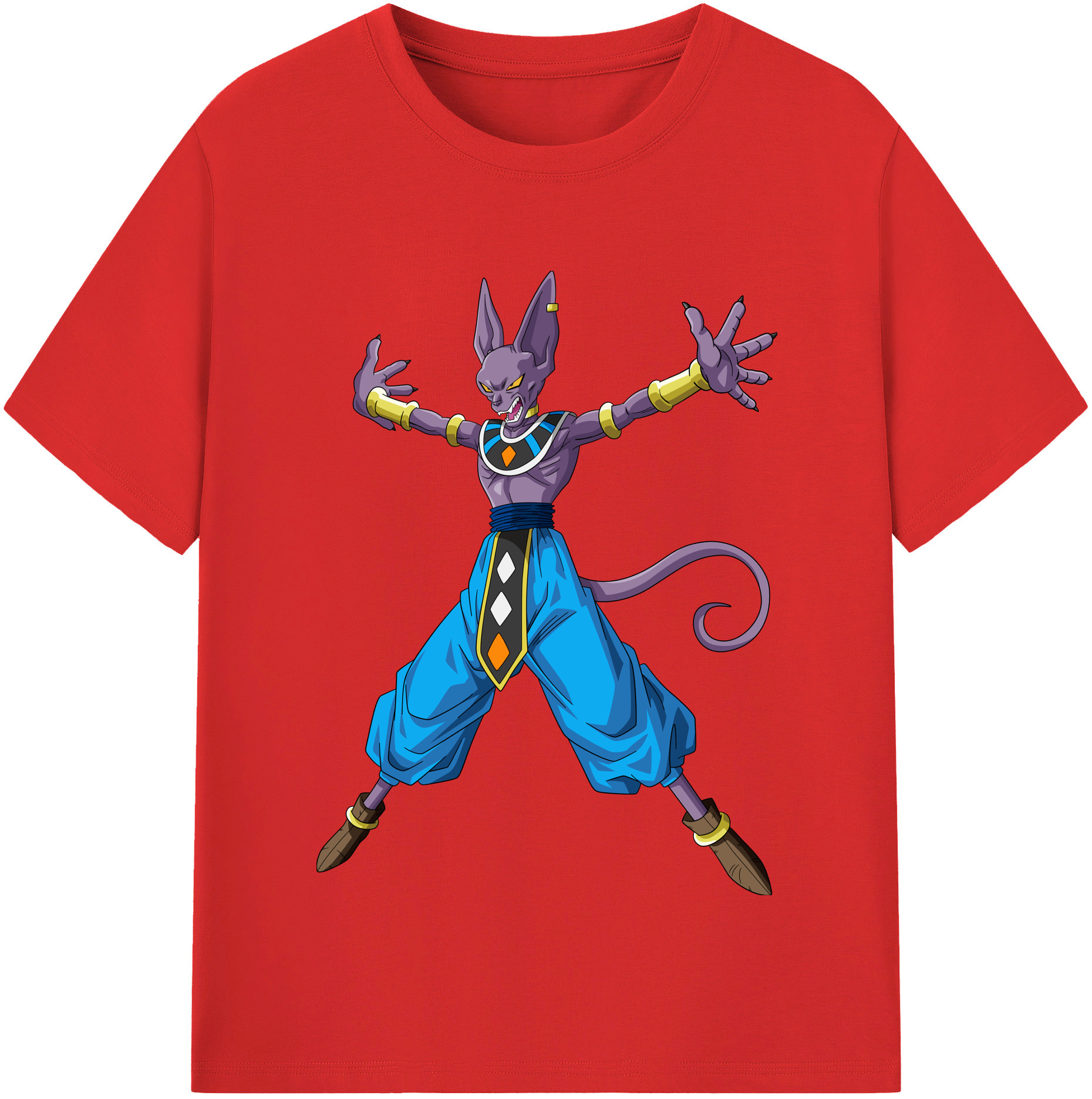 （画像用） ドラゴンボール ビルス 破壊神ビルス DRAGON BALL Beerus Birusu レディースカジュアルプリントTシャツ（綿100％）