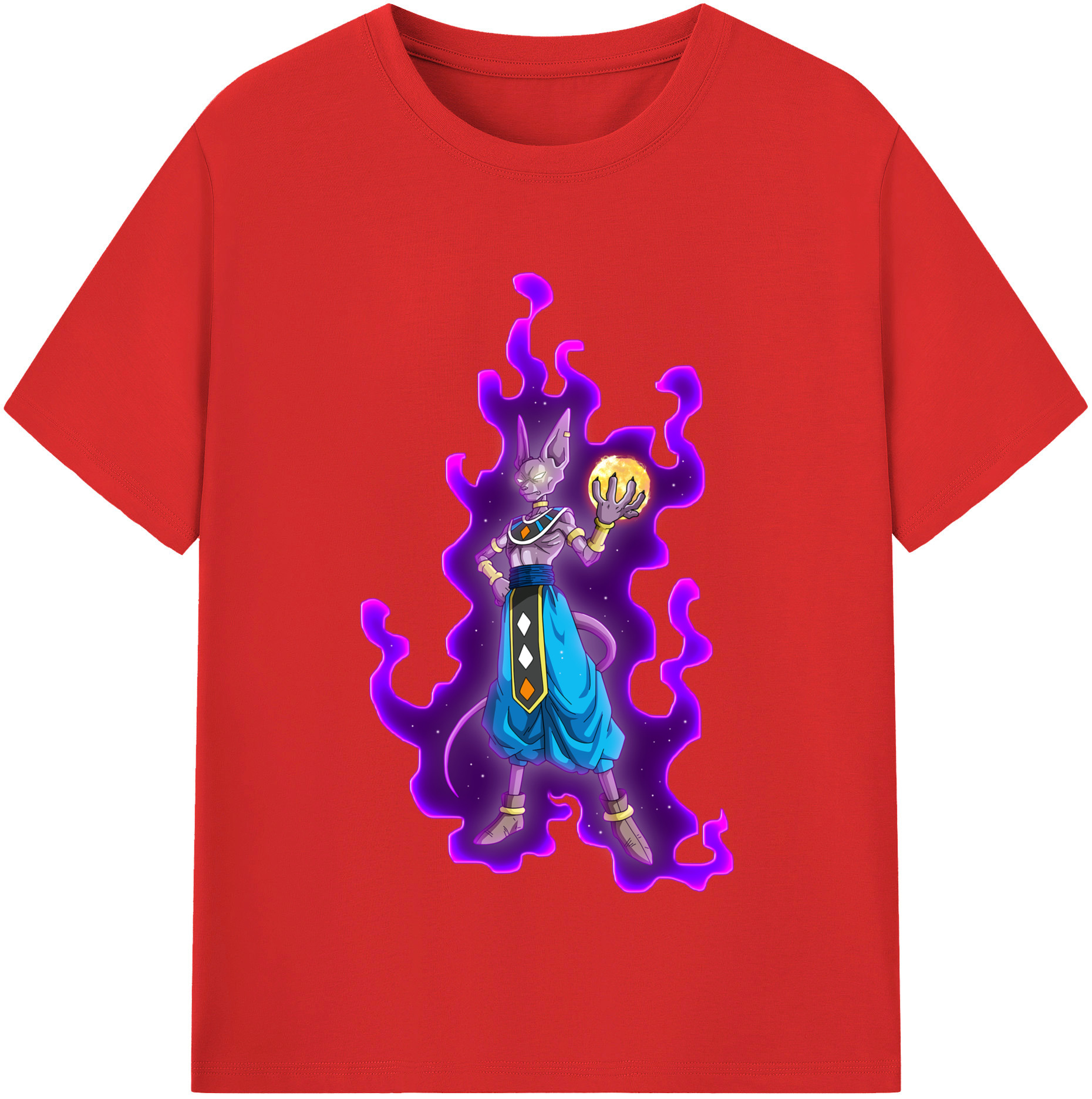 （画像用） ドラゴンボール ビルス 破壊神ビルス DRAGON BALL Beerus Birusu レディースカジュアルプリントTシャツ（綿100％）