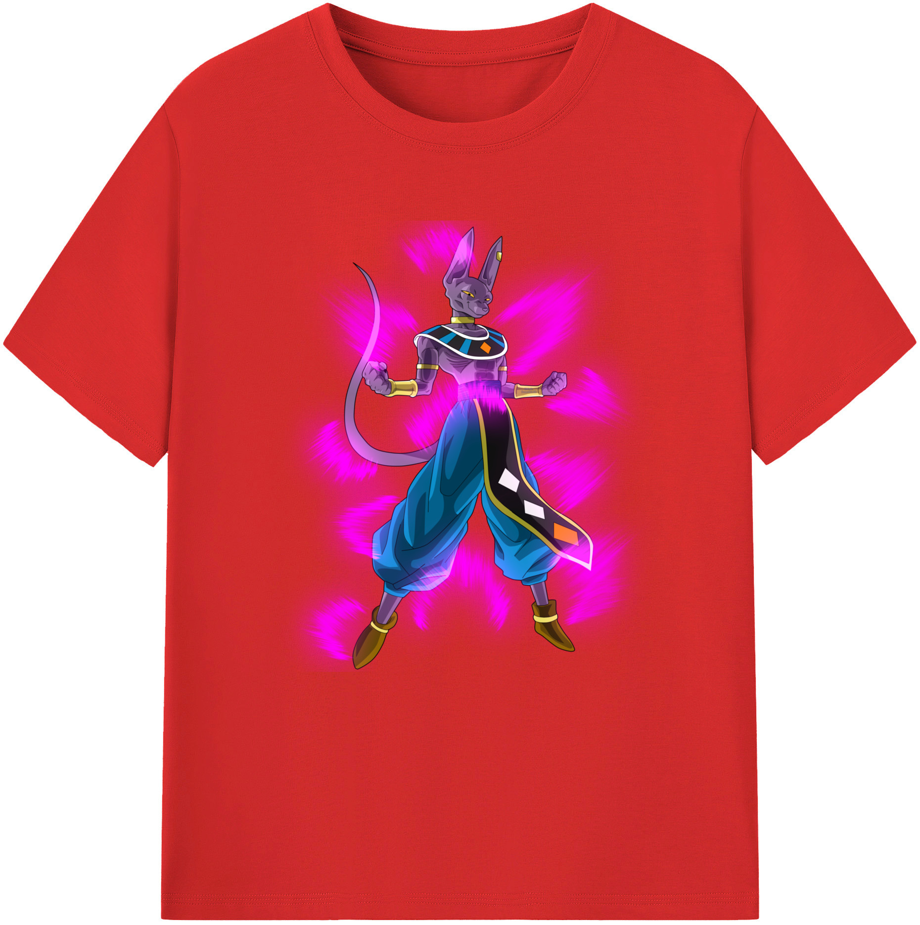 （画像用） ドラゴンボール ビルス 破壊神ビルス DRAGON BALL Beerus Birusu レディースカジュアルプリントTシャツ（綿100％）