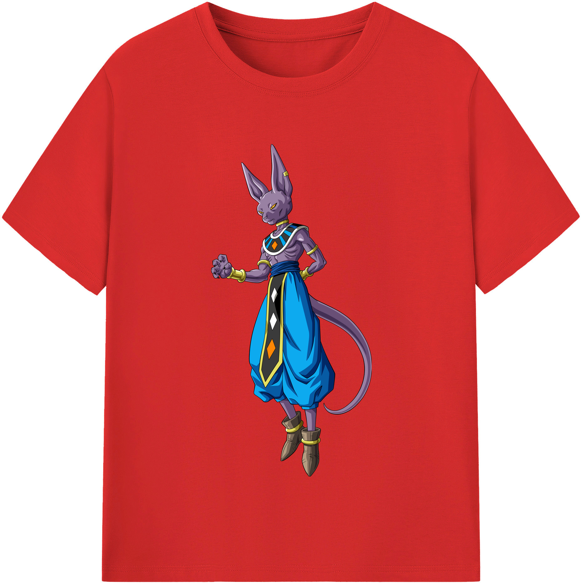 （画像用） ドラゴンボール ビルス 破壊神ビルス DRAGON BALL Beerus Birusu レディースカジュアルプリントTシャツ（綿100％）