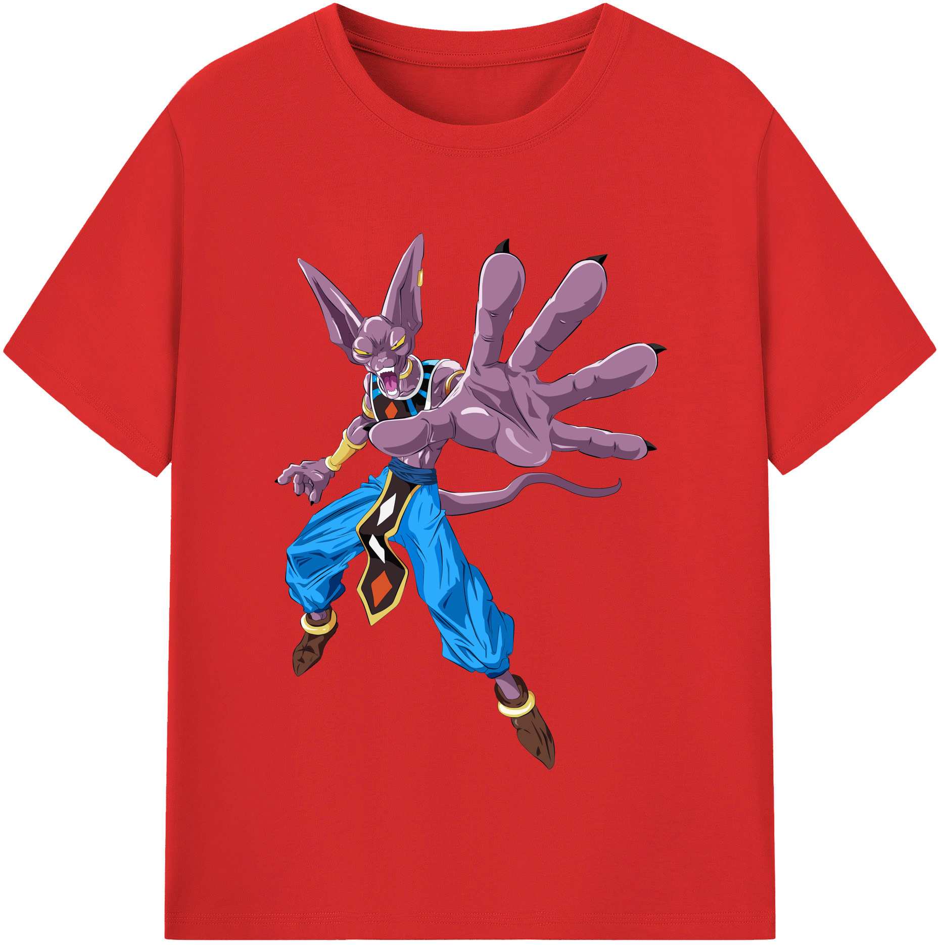 （画像用） ドラゴンボール ビルス 破壊神ビルス DRAGON BALL Beerus Birusu レディースカジュアルプリントTシャツ（綿100％）