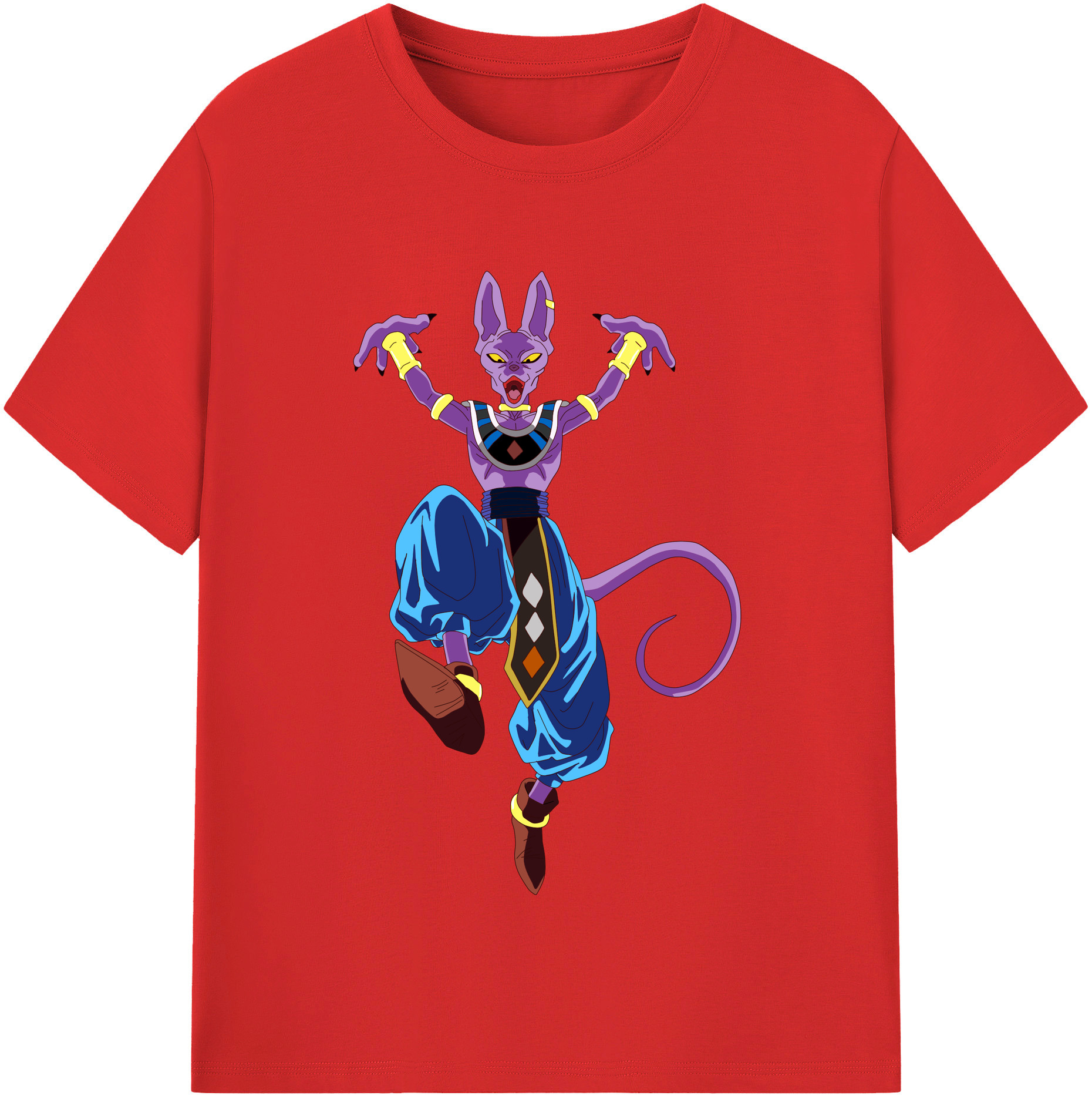 （画像用） ドラゴンボール ビルス 破壊神ビルス DRAGON BALL Beerus Birusu レディースカジュアルプリントTシャツ（綿100％）