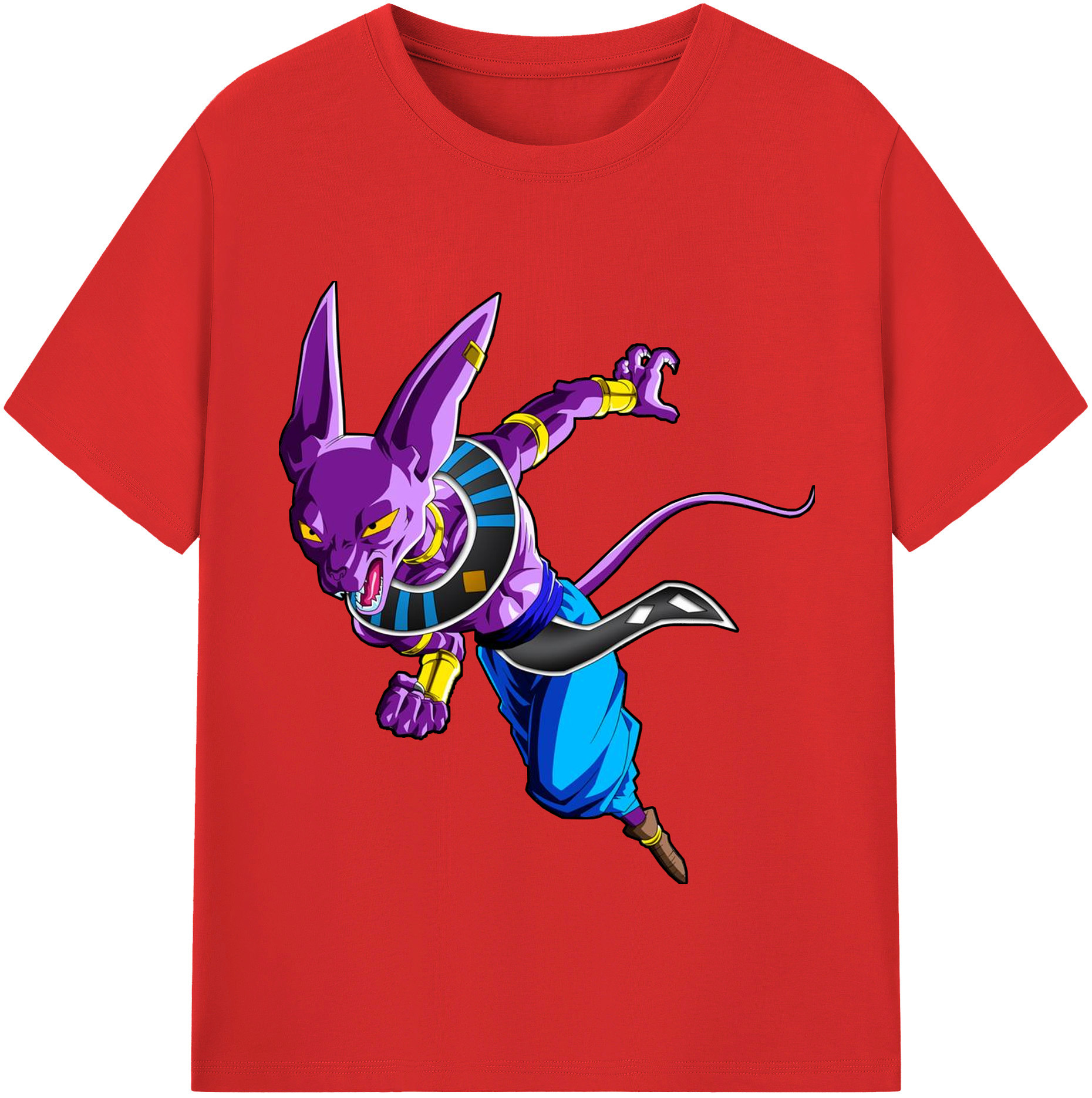 （画像用） ドラゴンボール ビルス 破壊神ビルス DRAGON BALL Beerus Birusu レディースカジュアルプリントTシャツ（綿100％）