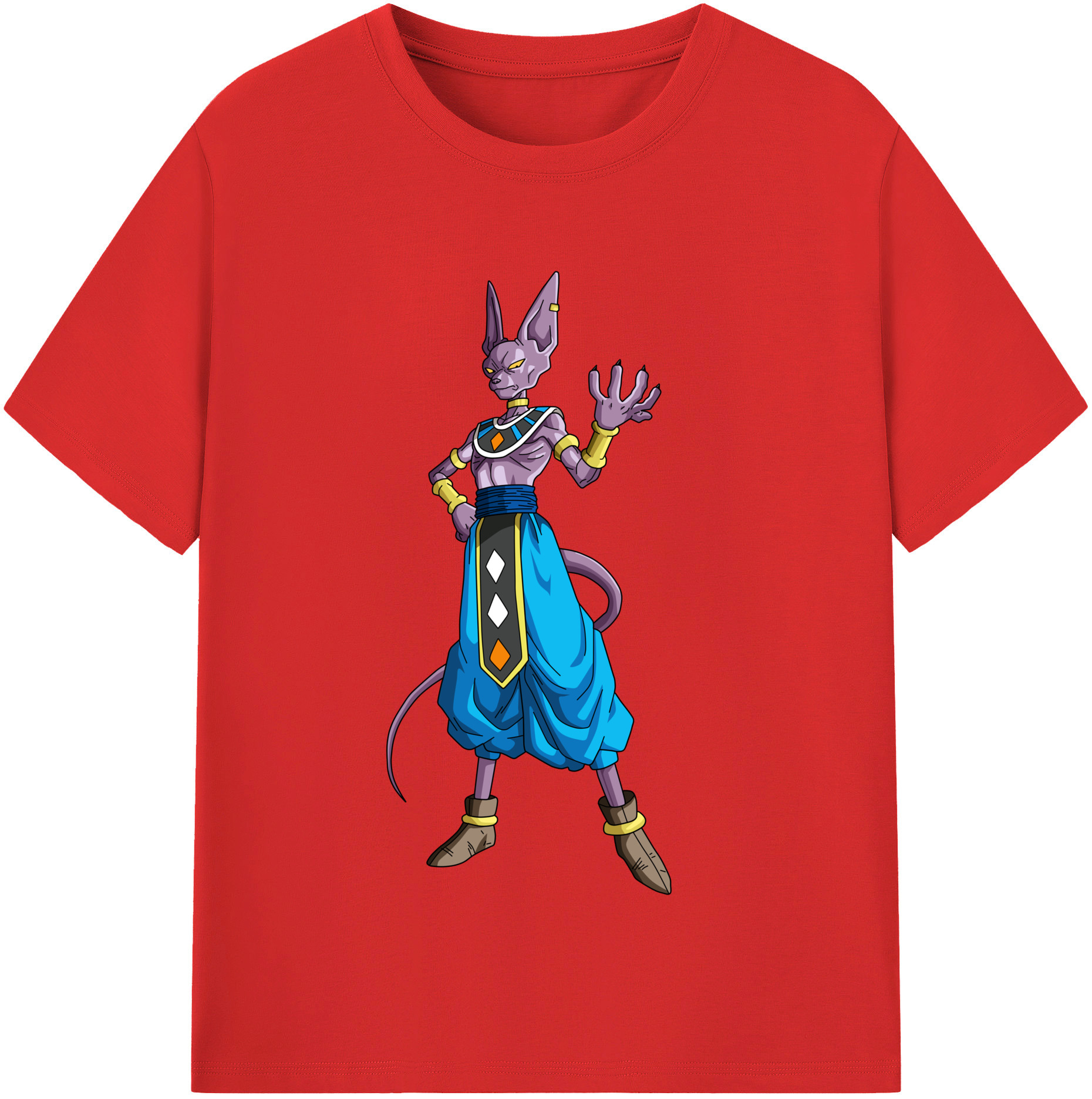 （画像用） ドラゴンボール ビルス 破壊神ビルス DRAGON BALL Beerus Birusu レディースカジュアルプリントTシャツ（綿100％）