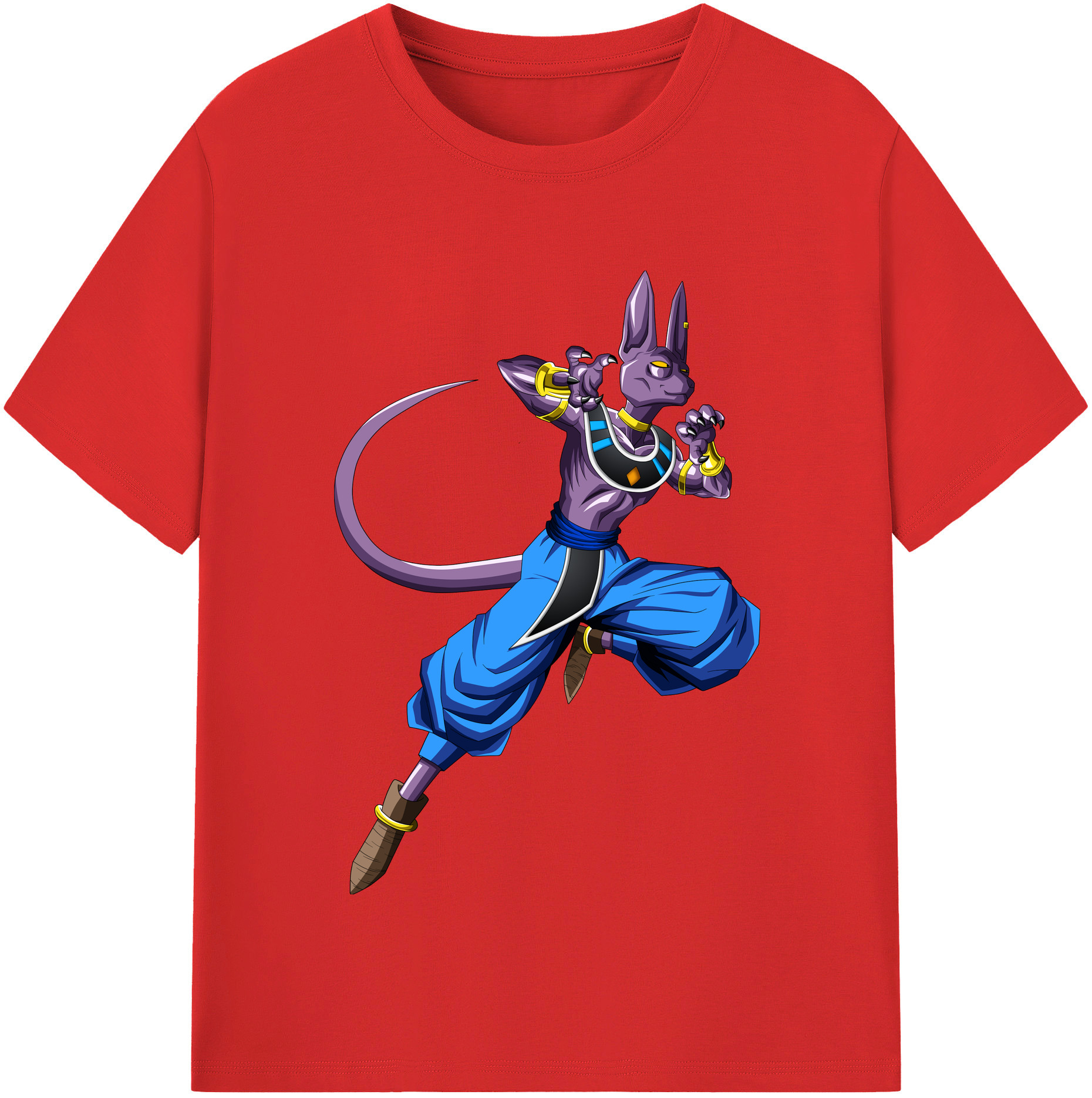 （画像用） ドラゴンボール ビルス 破壊神ビルス DRAGON BALL Beerus Birusu レディースカジュアルプリントTシャツ（綿100％）