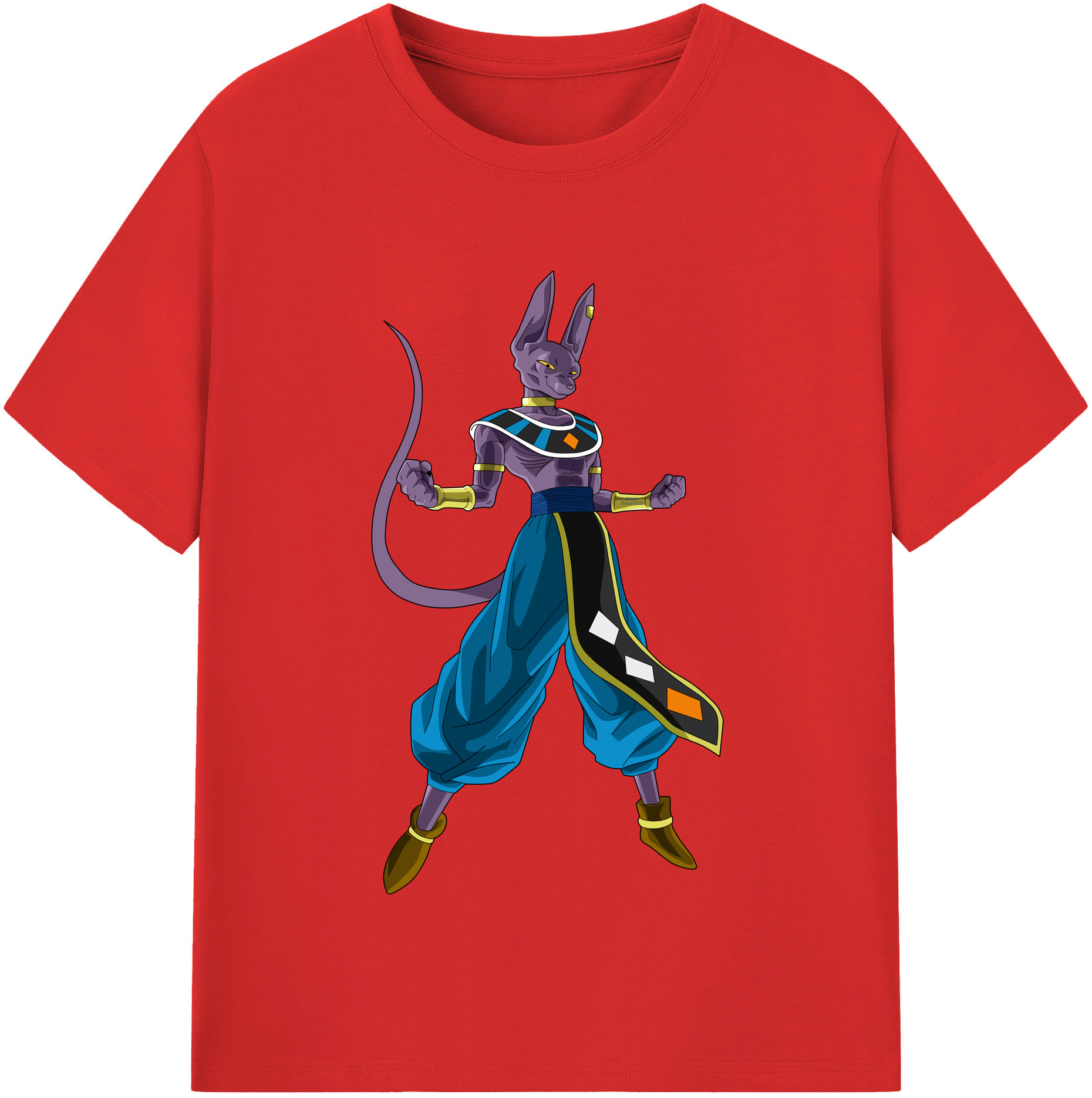 （画像用） ドラゴンボール ビルス 破壊神ビルス DRAGON BALL Beerus Birusu レディースカジュアルプリントTシャツ（綿100％）