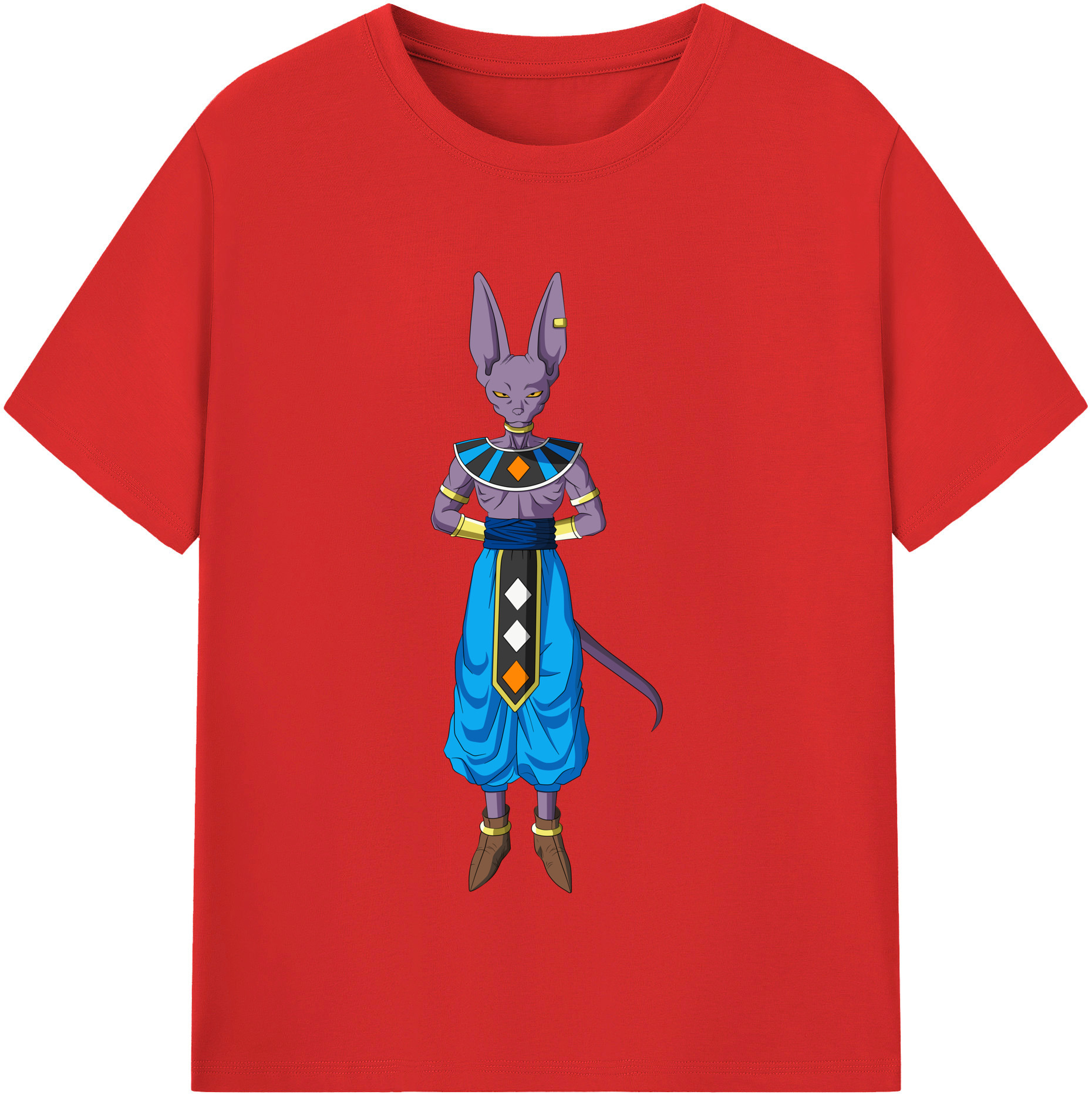 （画像用） ドラゴンボール ビルス 破壊神ビルス DRAGON BALL Beerus Birusu レディースカジュアルプリントTシャツ（綿100％）