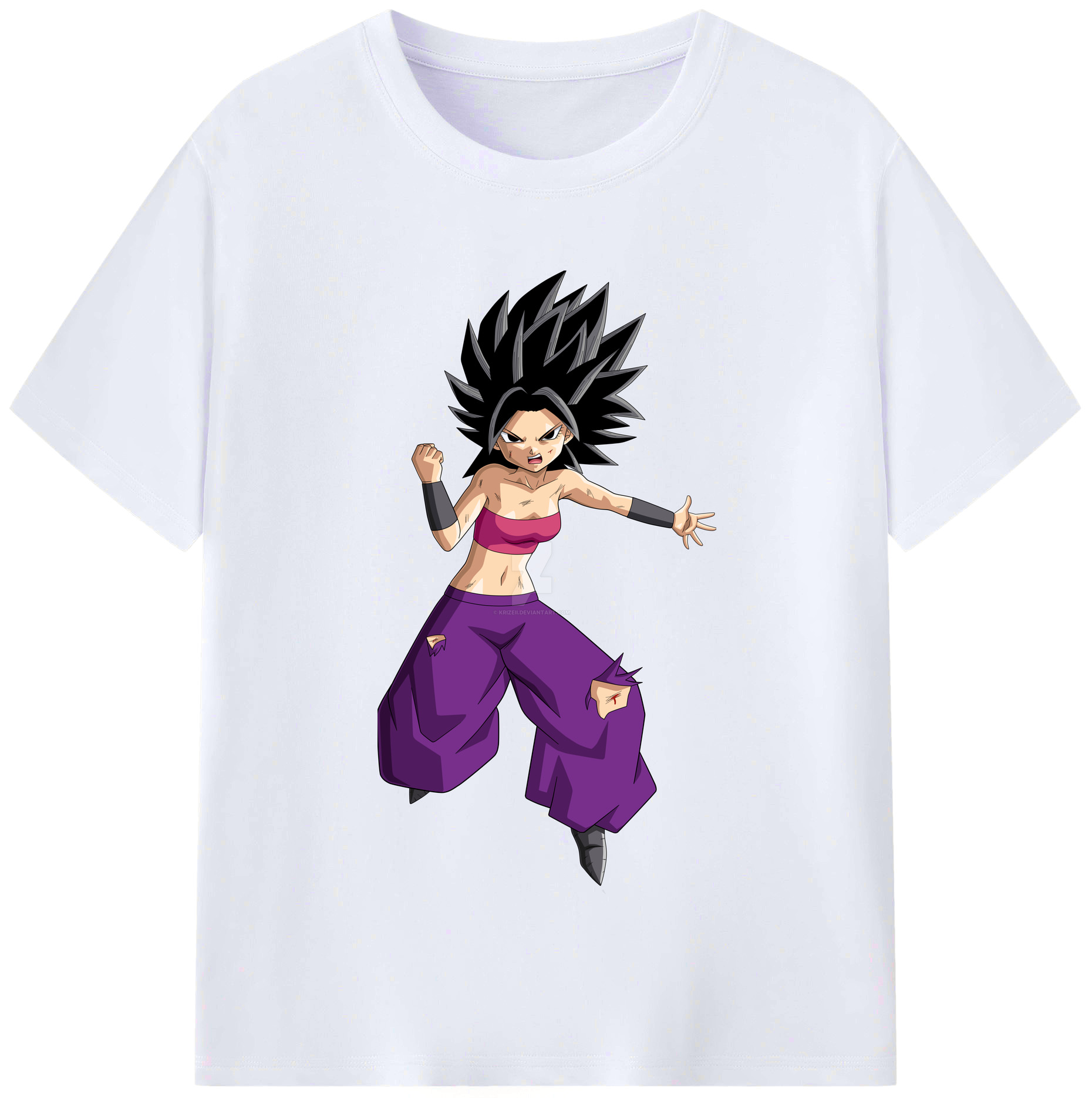 （画像用） ドラゴンボール カリフラ DRAGON BALL Caulifla レディースカジュアルプリントTシャツ（綿100％）