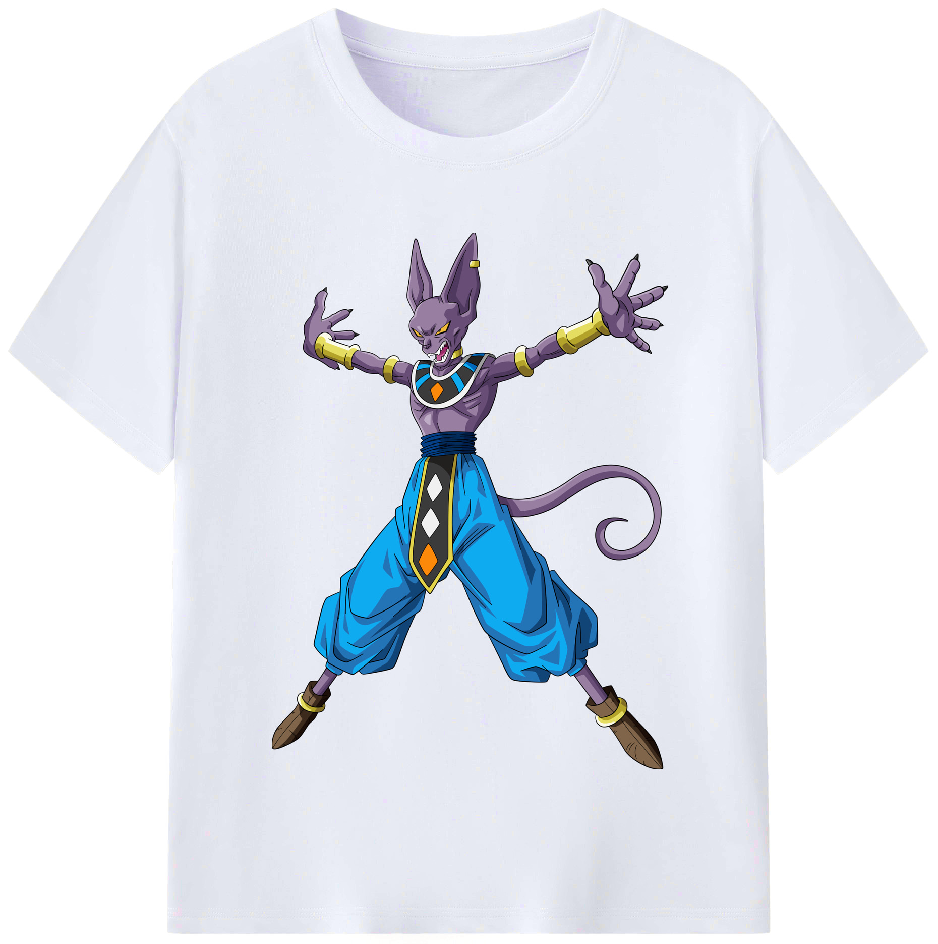 （画像用） ドラゴンボール ビルス 破壊神ビルス DRAGON BALL Beerus Birusu レディースカジュアルプリントTシャツ（綿100％）