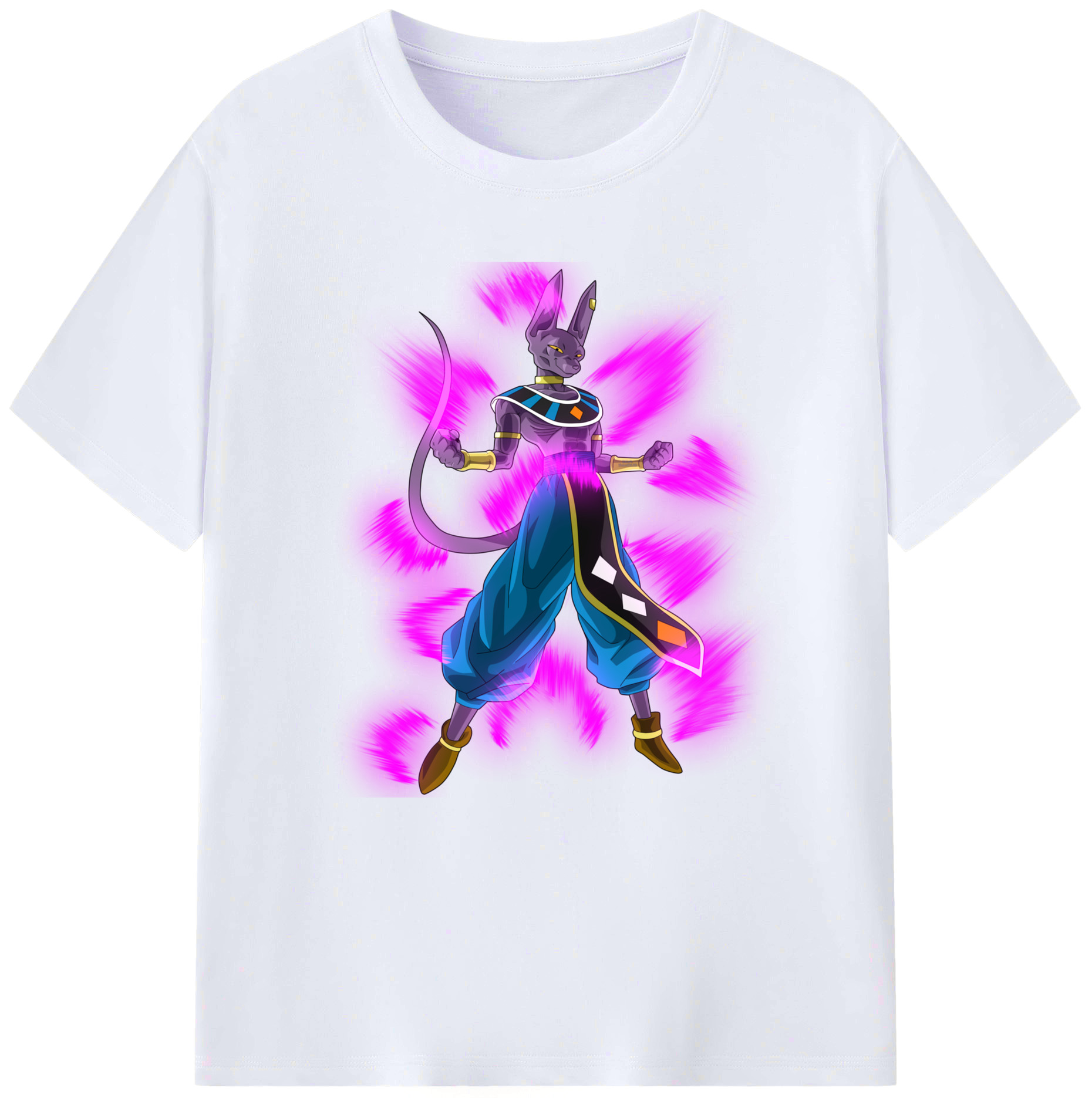 （画像用） ドラゴンボール ビルス 破壊神ビルス DRAGON BALL Beerus Birusu レディースカジュアルプリントTシャツ（綿100％）