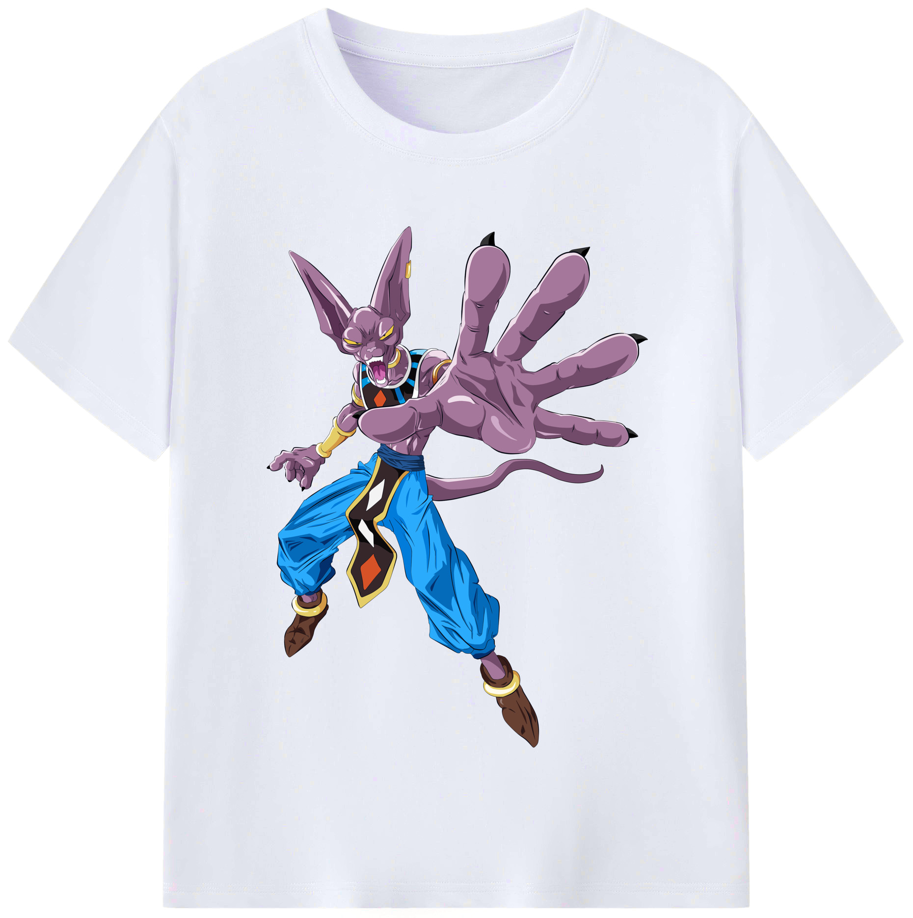 （画像用） ドラゴンボール ビルス 破壊神ビルス DRAGON BALL Beerus Birusu レディースカジュアルプリントTシャツ（綿100％）