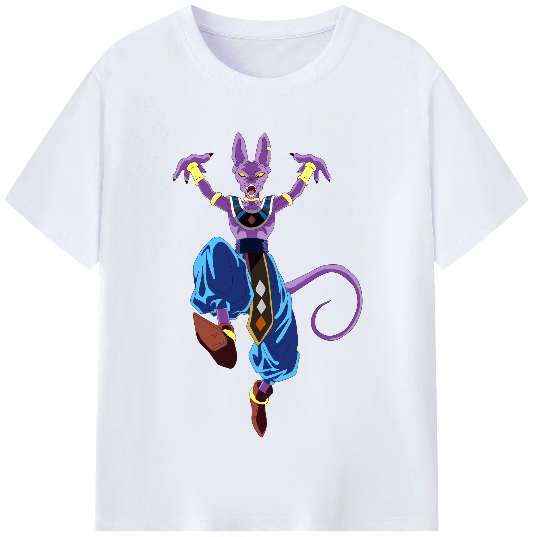 （画像用） ドラゴンボール ビルス 破壊神ビルス DRAGON BALL Beerus Birusu レディースカジュアルプリントTシャツ（綿100％）