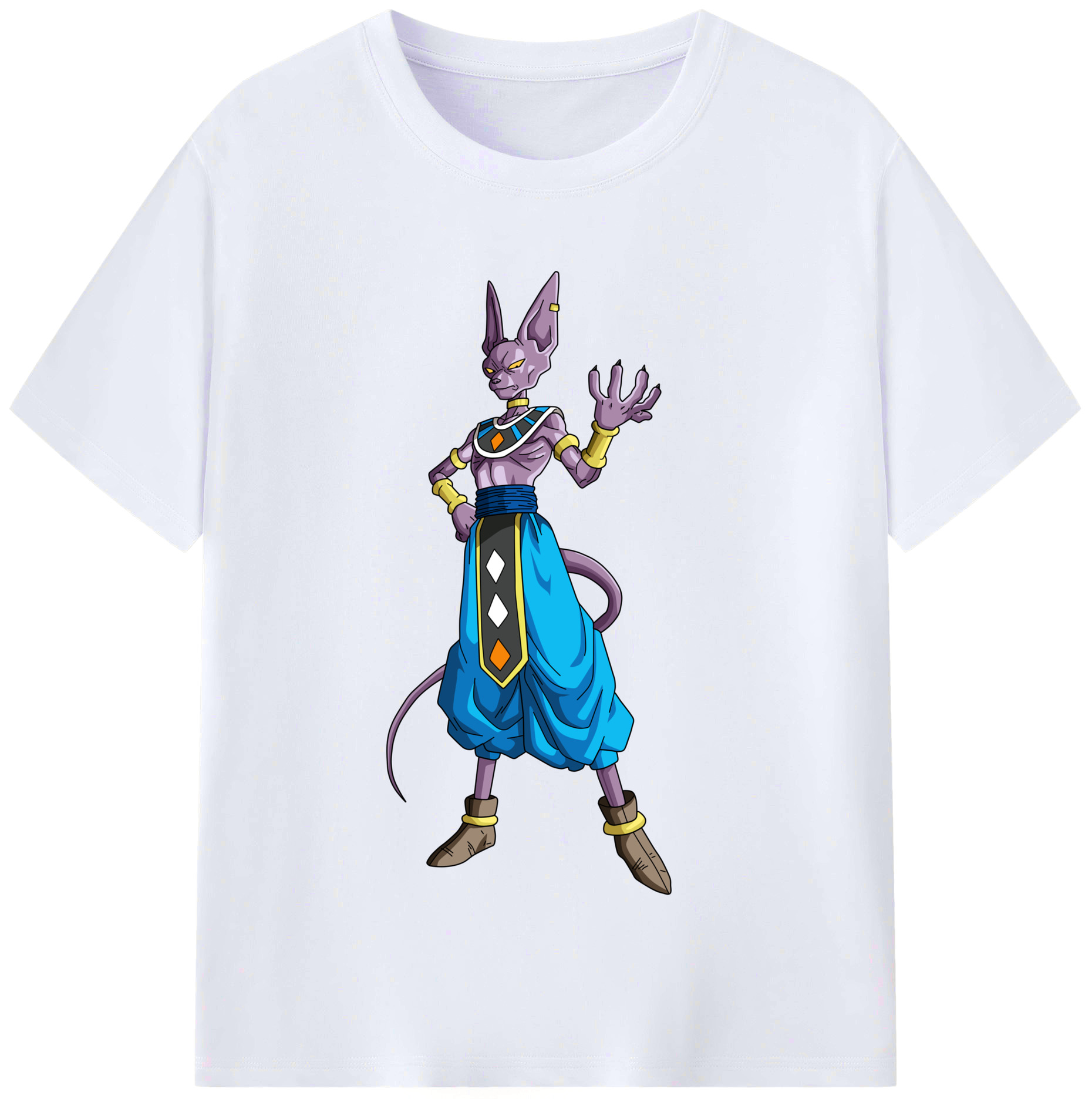 （画像用） ドラゴンボール ビルス 破壊神ビルス DRAGON BALL Beerus Birusu レディースカジュアルプリントTシャツ（綿100％）