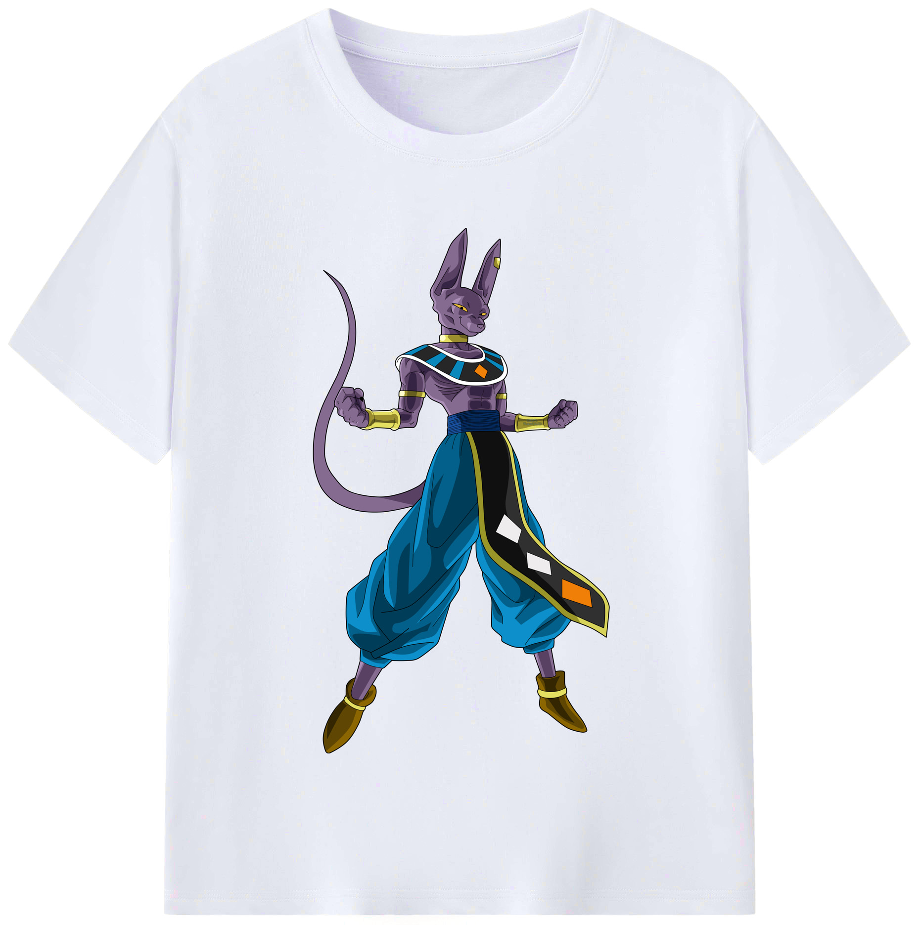 （画像用） ドラゴンボール ビルス 破壊神ビルス DRAGON BALL Beerus Birusu レディースカジュアルプリントTシャツ（綿100％）