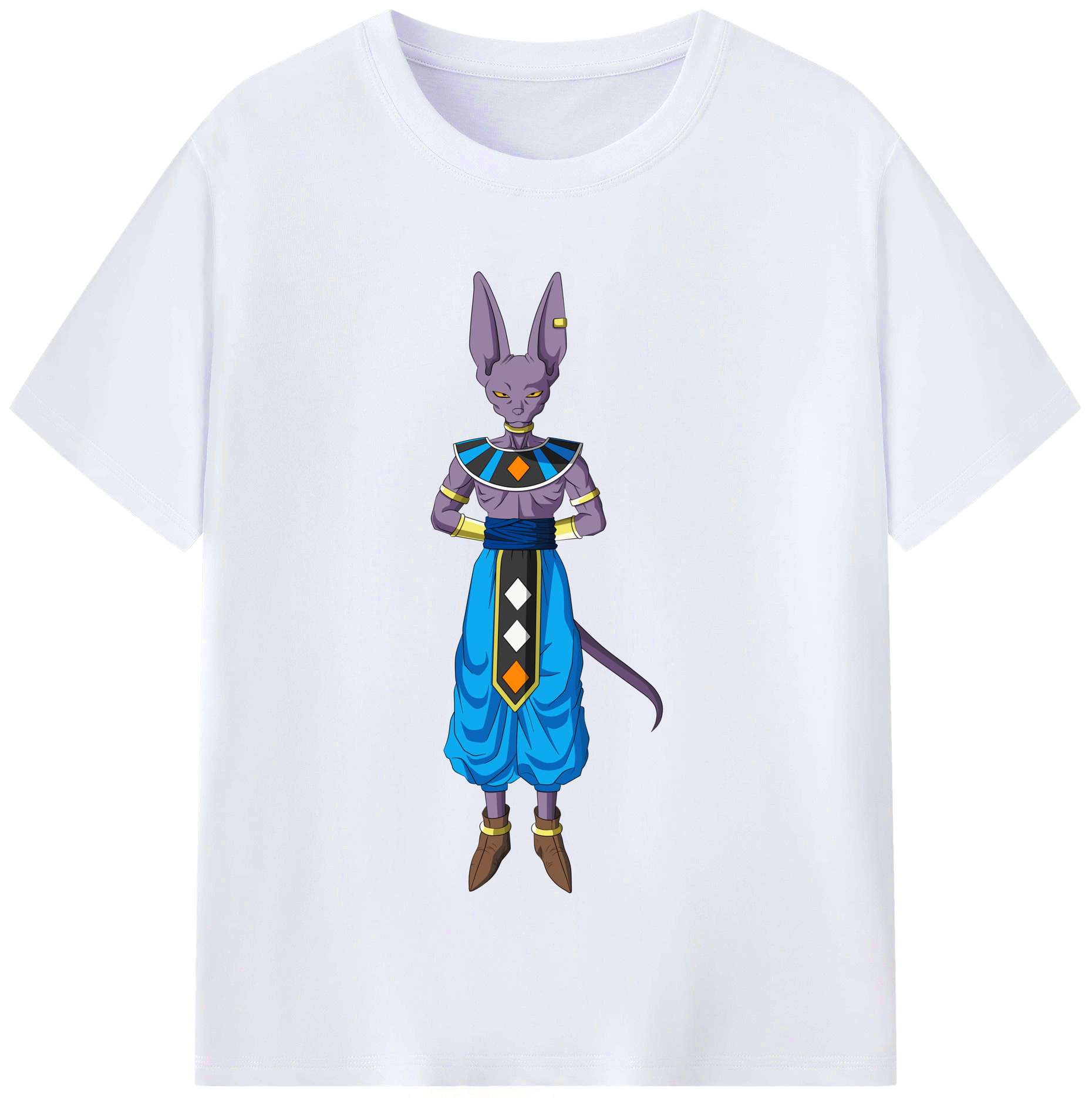 （画像用） ドラゴンボール ビルス 破壊神ビルス DRAGON BALL Beerus Birusu レディースカジュアルプリントTシャツ（綿100％）