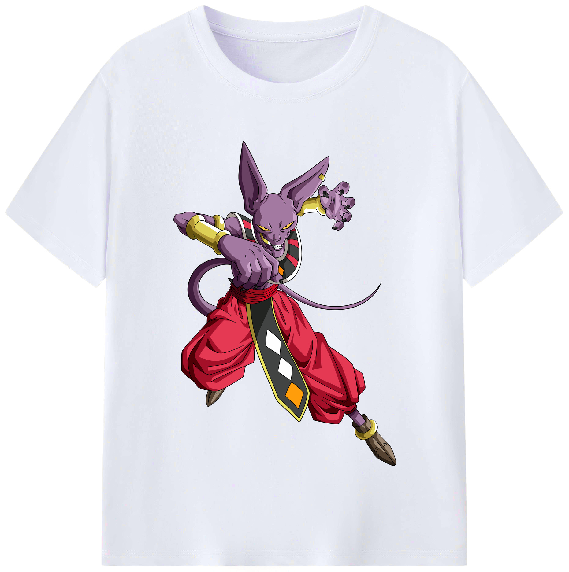 （画像用） ドラゴンボール ビルス 破壊神ビルス DRAGON BALL Beerus Birusu レディースカジュアルプリントTシャツ（綿100％）