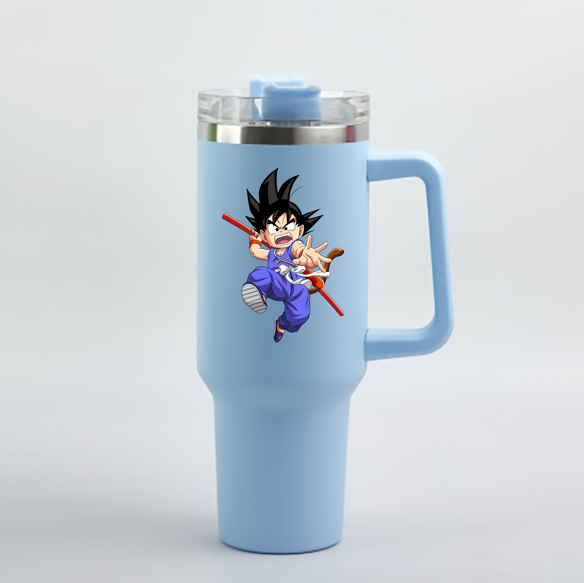 （画像用） ドラゴンボール 孫悟空（そん ごくう）Son Goku カカロット DRAGON BALL Kakarotto 1200mL車用タンブラー - クリスタルステッカー（プラスチックストロー付き）