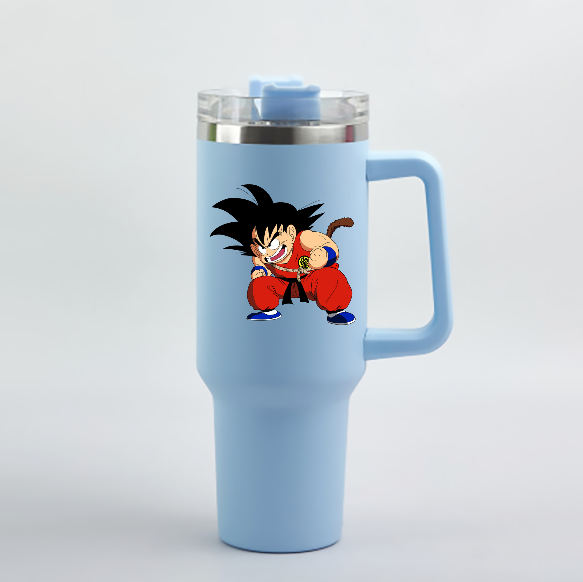 （画像用） ドラゴンボール 孫悟空（そん ごくう）Son Goku カカロット DRAGON BALL Kakarotto 1200mL車用タンブラー - クリスタルステッカー（プラスチックストロー付き）