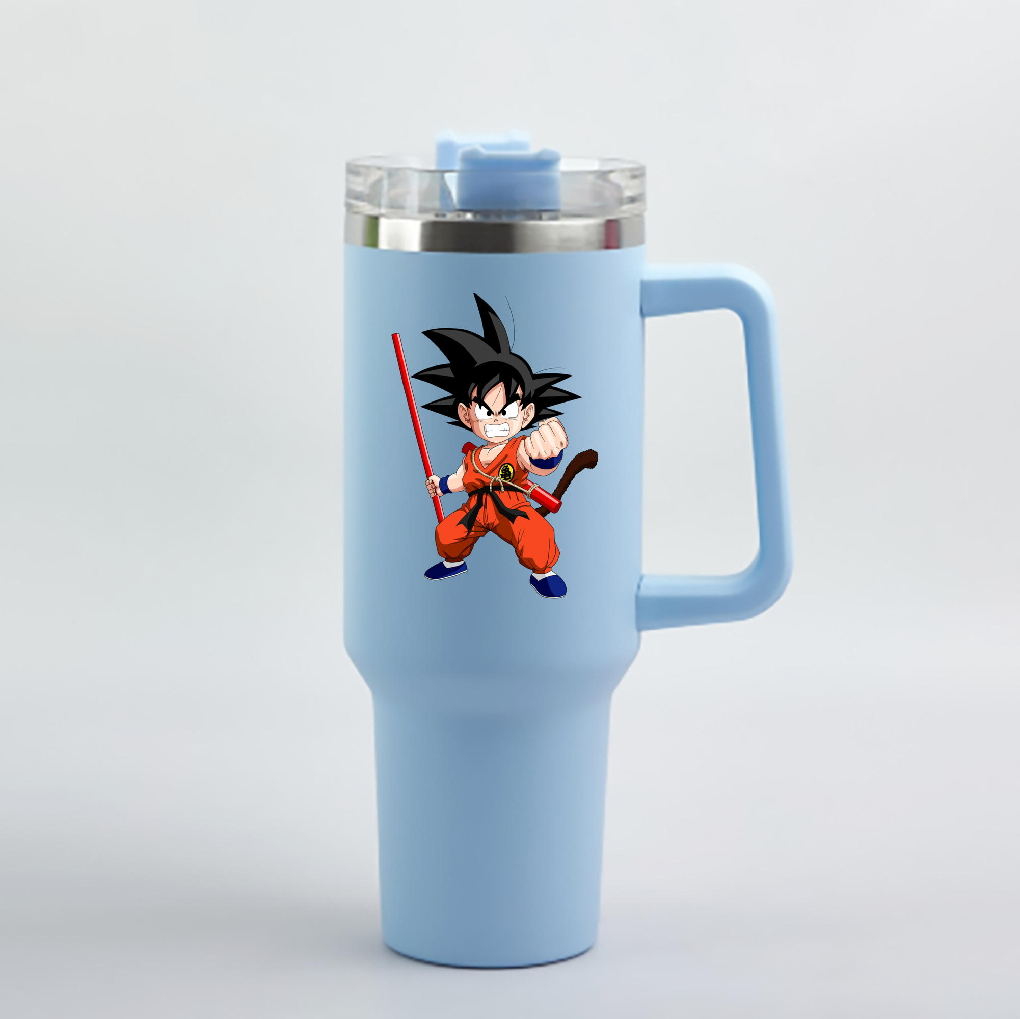 （画像用） ドラゴンボール 孫悟空（そん ごくう）Son Goku カカロット DRAGON BALL Kakarotto 1200mL車用タンブラー - クリスタルステッカー（プラスチックストロー付き）