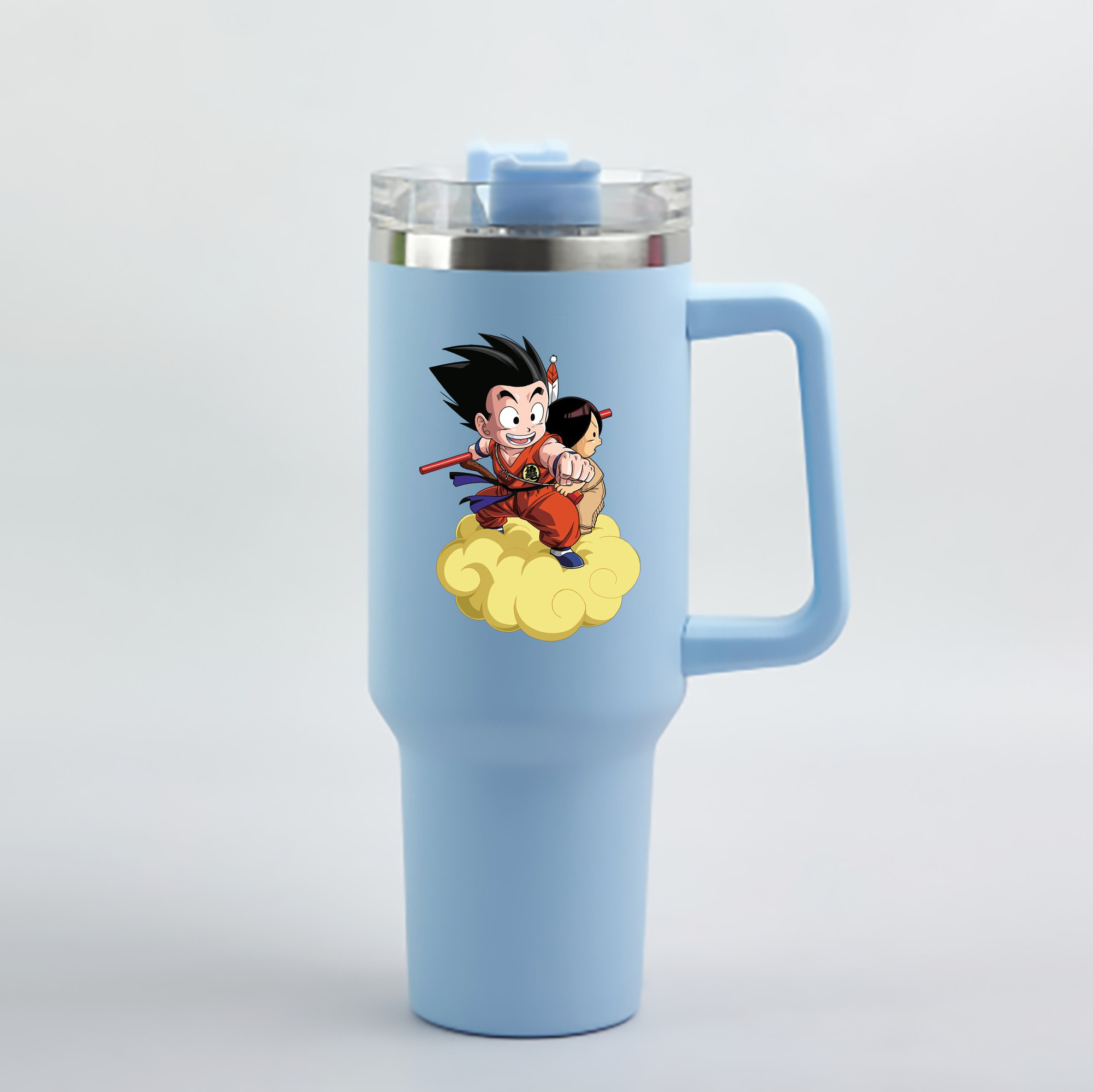 （画像用） ドラゴンボール 孫悟空（そん ごくう）Son Goku カカロット DRAGON BALL Kakarotto 1200mL車用タンブラー - クリスタルステッカー（プラスチックストロー付き）
