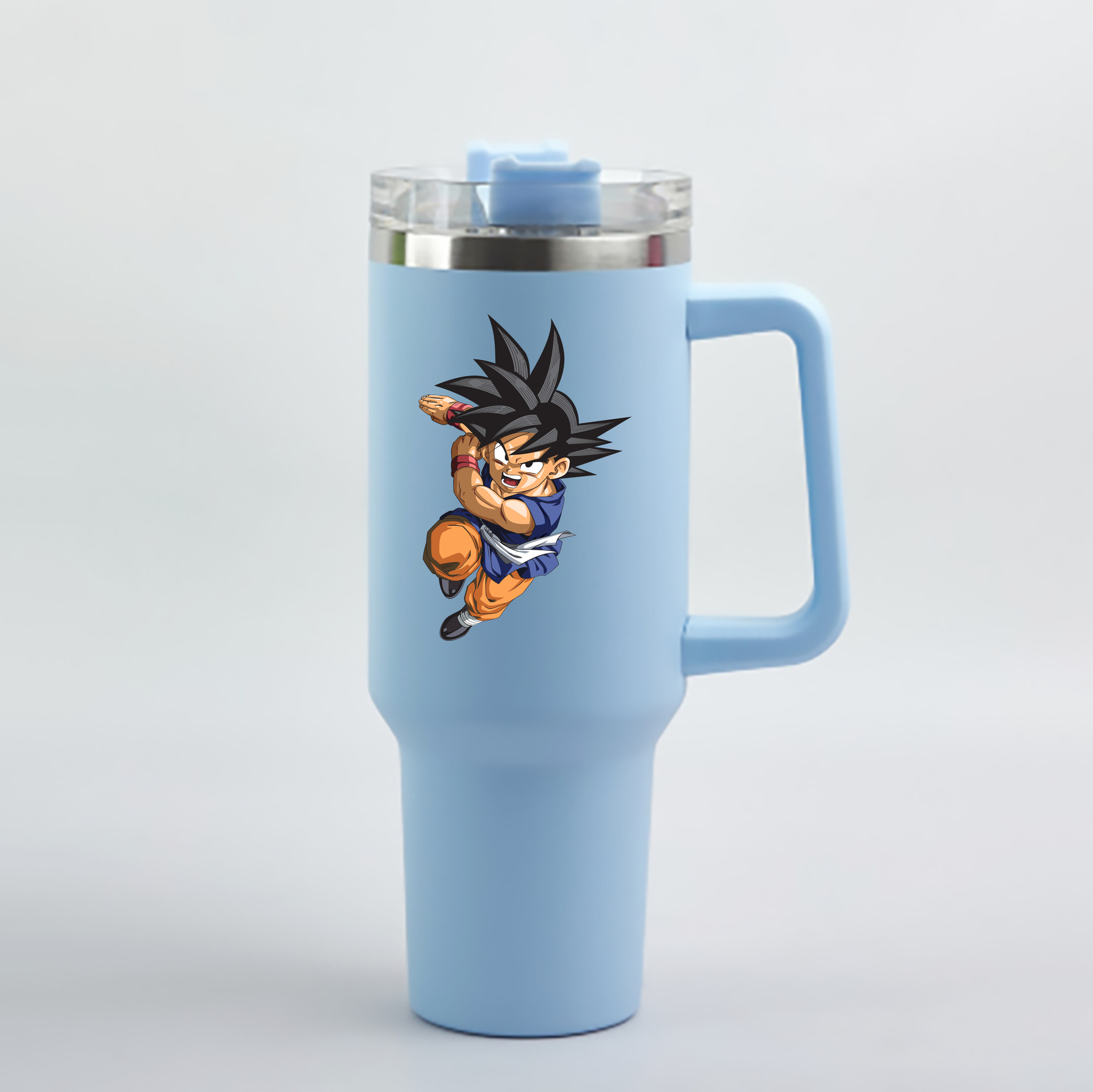 （画像用） ドラゴンボール 孫悟空（そん ごくう）Son Goku カカロット DRAGON BALL Kakarotto 1200mL車用タンブラー - クリスタルステッカー（プラスチックストロー付き）
