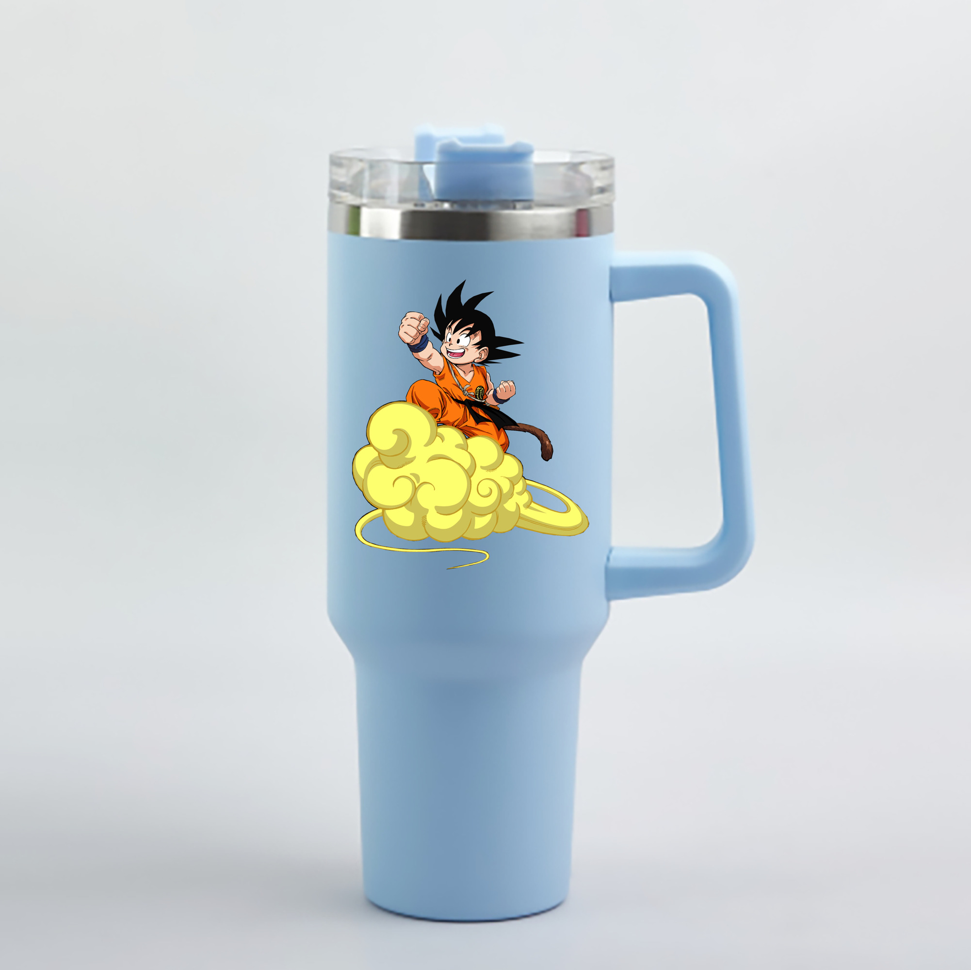 （画像用） ドラゴンボール 孫悟空（そん ごくう）Son Goku カカロット DRAGON BALL Kakarotto 1200mL車用タンブラー - クリスタルステッカー（プラスチックストロー付き）