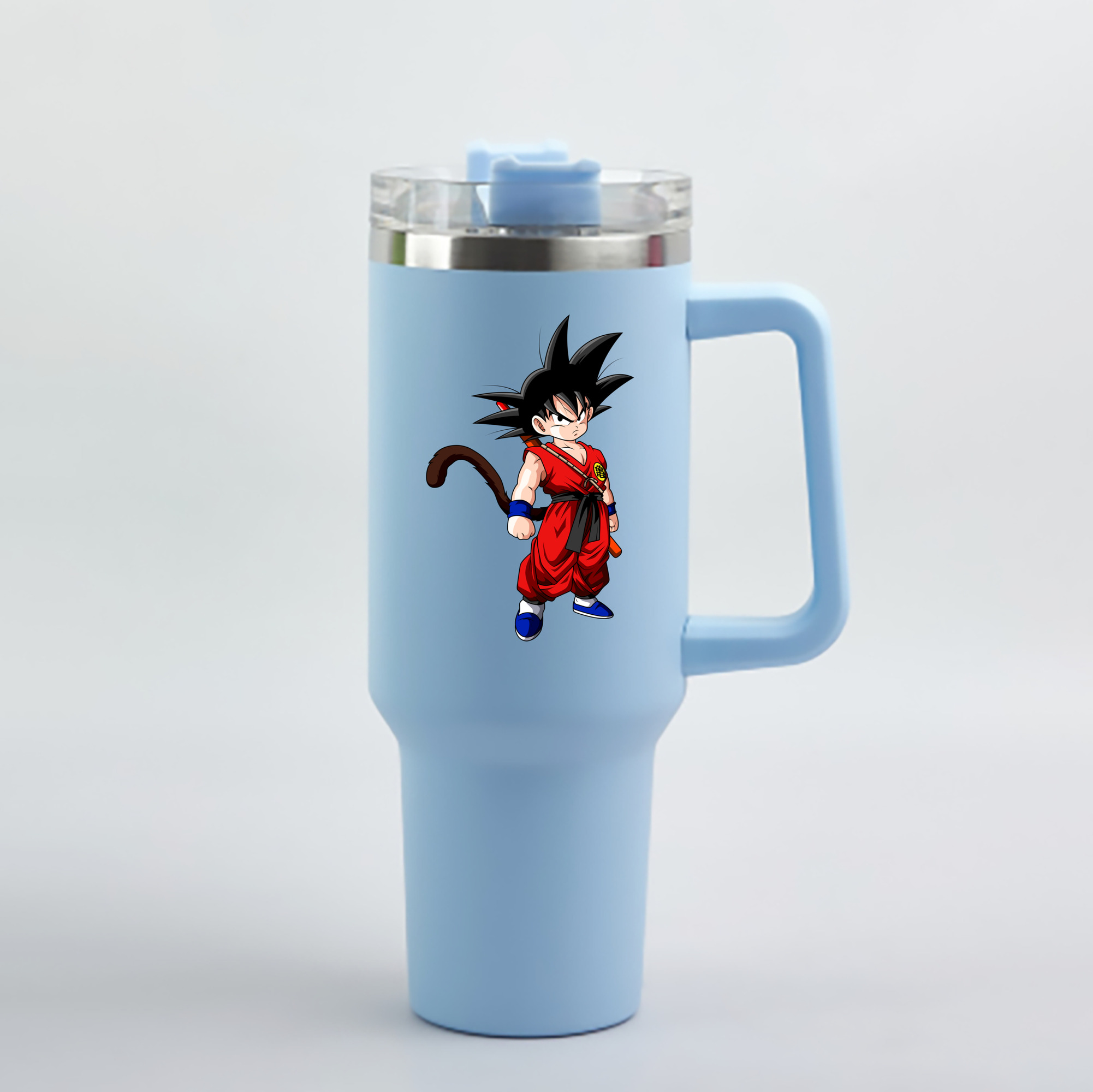 （画像用） ドラゴンボール 孫悟空（そん ごくう）Son Goku カカロット DRAGON BALL Kakarotto 1200mL車用タンブラー - クリスタルステッカー（プラスチックストロー付き）