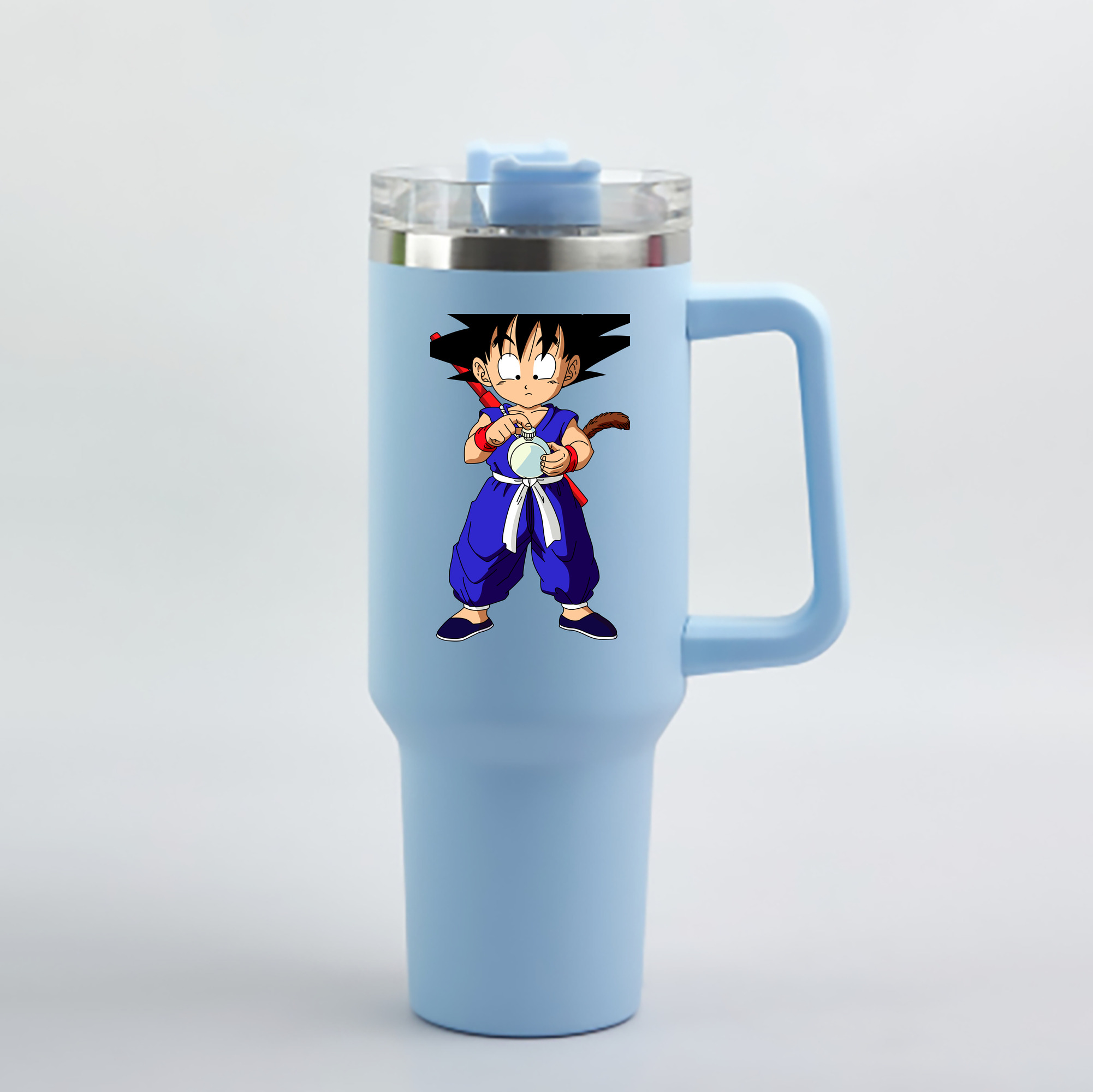 （画像用） ドラゴンボール 孫悟空（そん ごくう）Son Goku カカロット DRAGON BALL Kakarotto 1200mL車用タンブラー - クリスタルステッカー（プラスチックストロー付き）