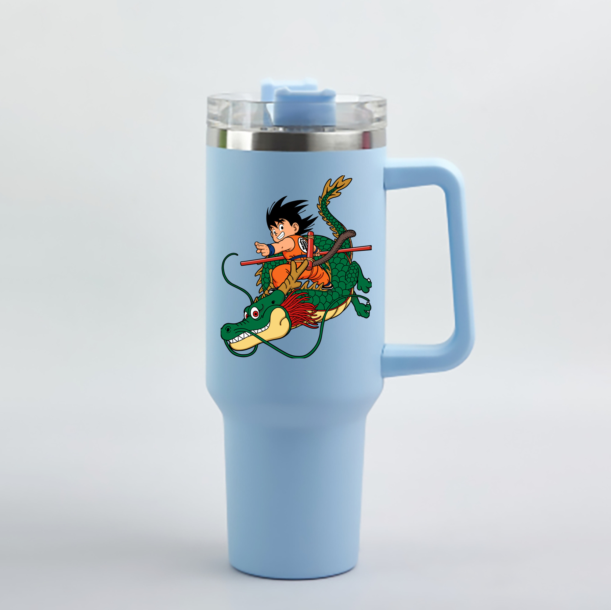 （画像用） ドラゴンボール 孫悟空（そん ごくう）Son Goku カカロット DRAGON BALL Kakarotto 1200mL車用タンブラー - クリスタルステッカー（プラスチックストロー付き）