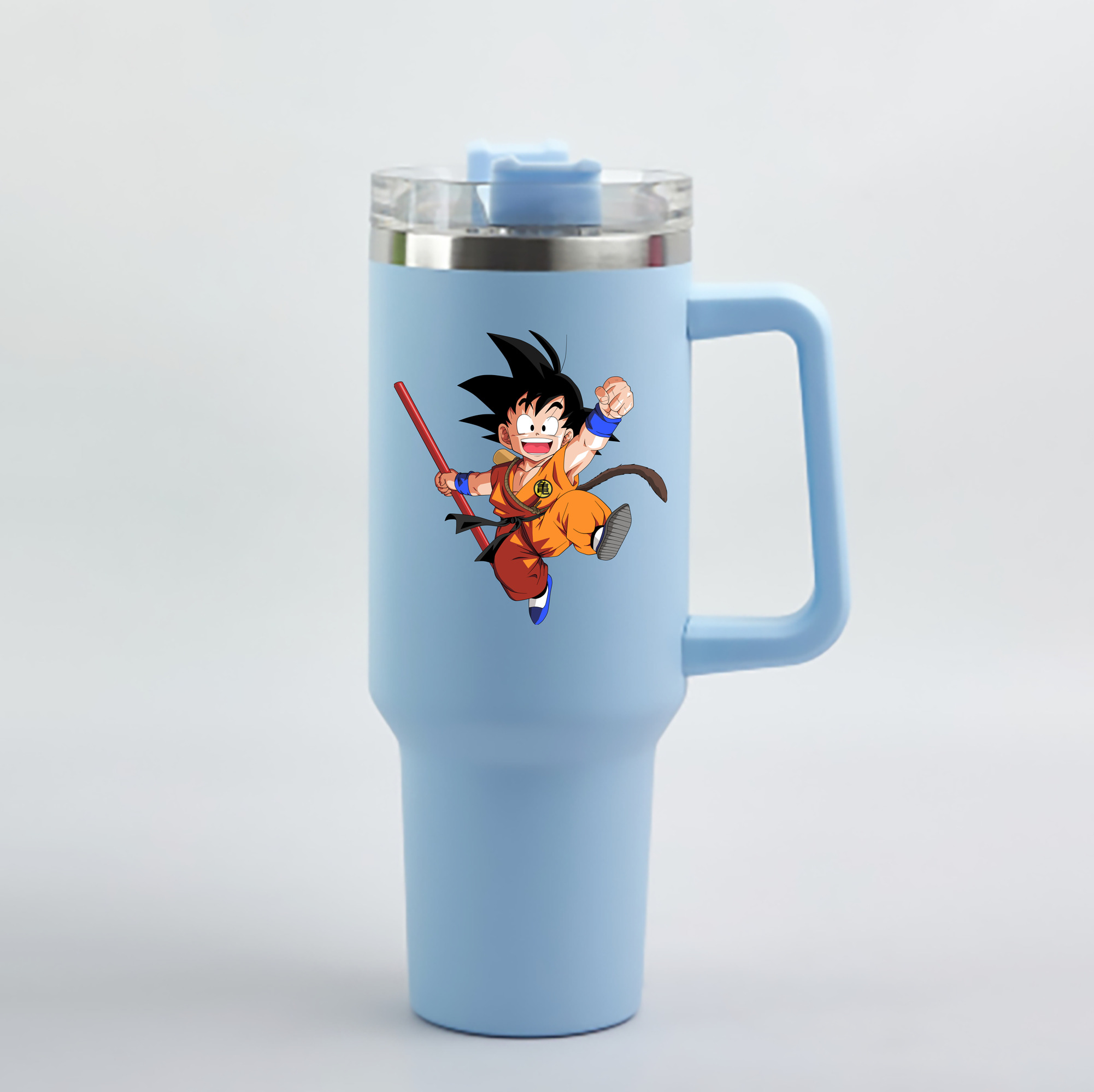 （画像用） ドラゴンボール 孫悟空（そん ごくう）Son Goku カカロット DRAGON BALL Kakarotto 1200mL車用タンブラー - クリスタルステッカー（プラスチックストロー付き）