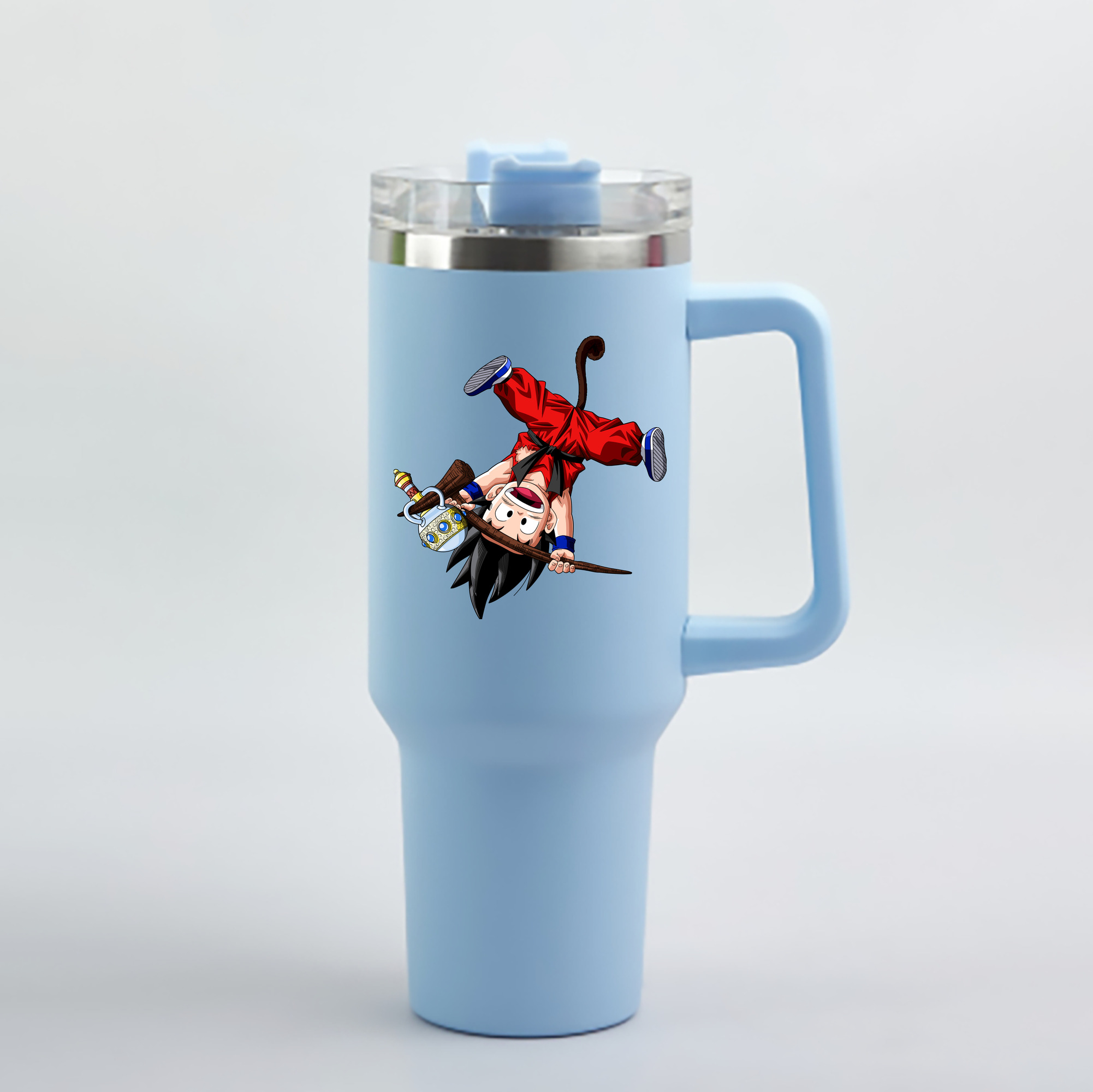 （画像用） ドラゴンボール 孫悟空（そん ごくう）Son Goku カカロット DRAGON BALL Kakarotto 1200mL車用タンブラー - クリスタルステッカー（プラスチックストロー付き）