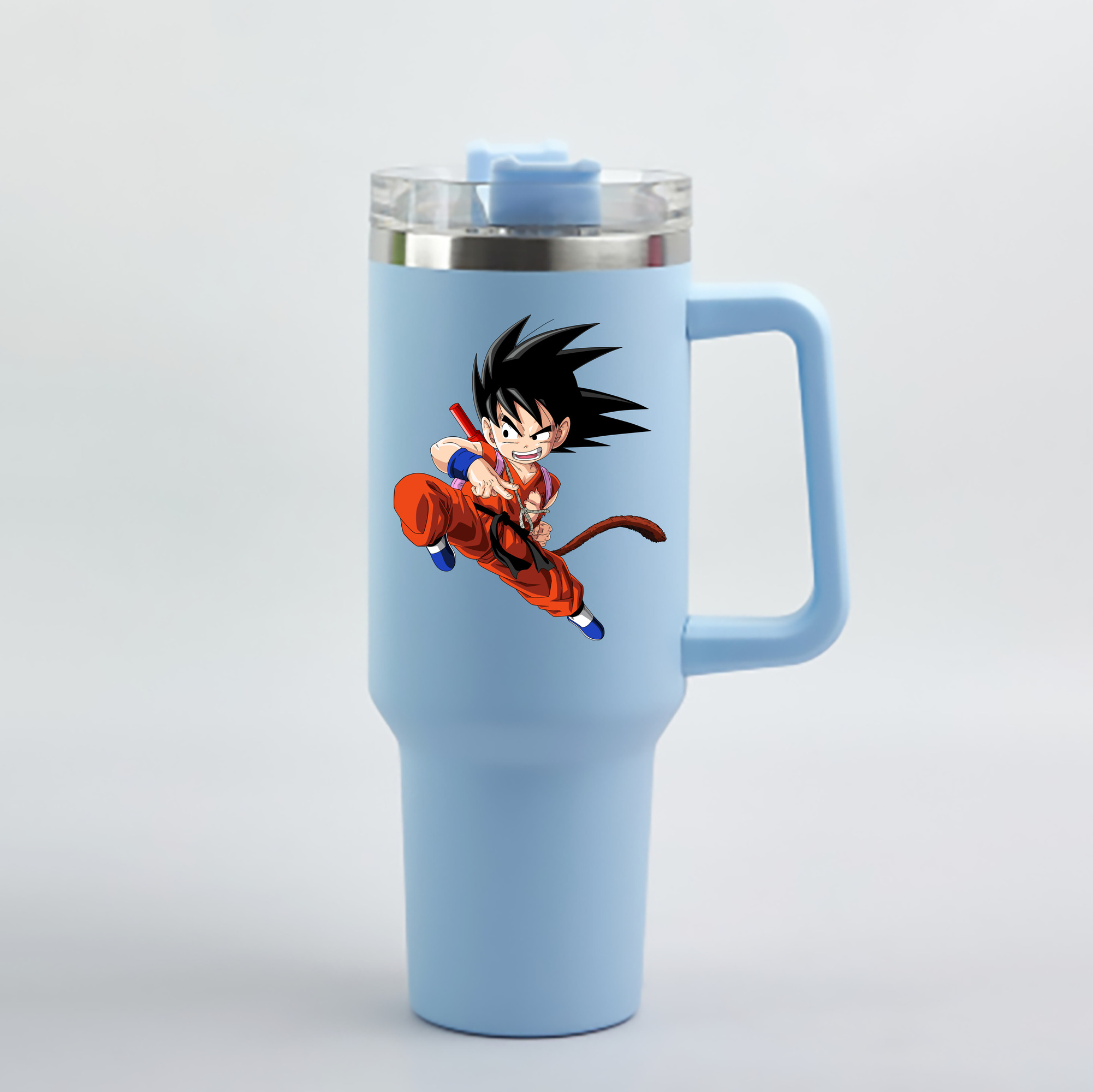 （画像用） ドラゴンボール 孫悟空（そん ごくう）Son Goku カカロット DRAGON BALL Kakarotto 1200mL車用タンブラー - クリスタルステッカー（プラスチックストロー付き）