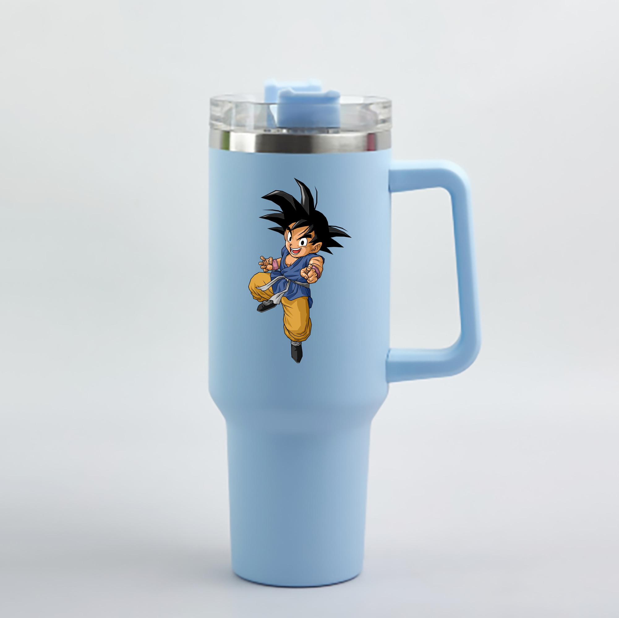 （画像用） ドラゴンボール 孫悟空（そん ごくう）Son Goku カカロット DRAGON BALL Kakarotto 1200mL車用タンブラー - クリスタルステッカー（プラスチックストロー付き）