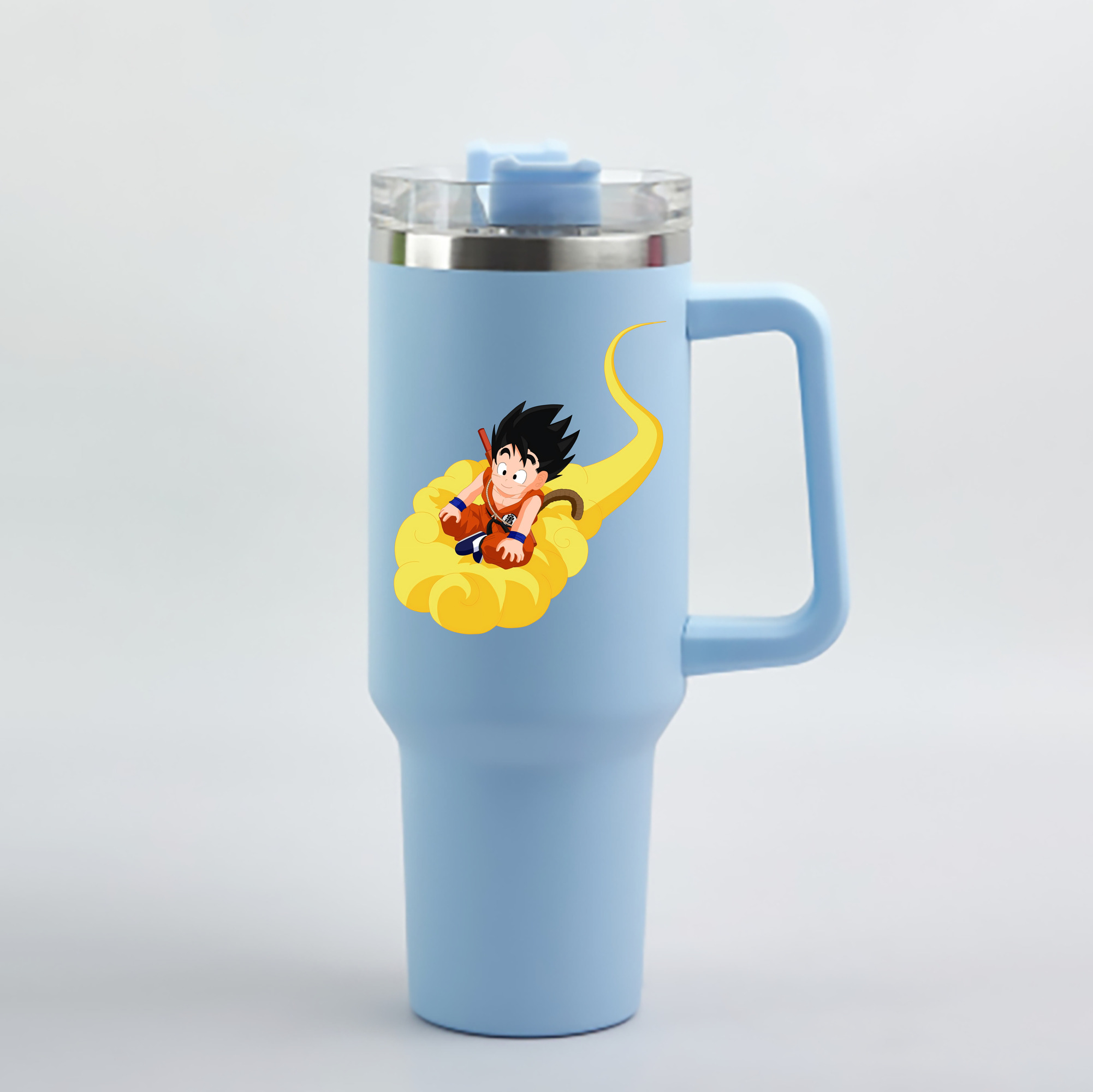 （画像用） ドラゴンボール 孫悟空（そん ごくう）Son Goku カカロット DRAGON BALL Kakarotto 1200mL車用タンブラー - クリスタルステッカー（プラスチックストロー付き）