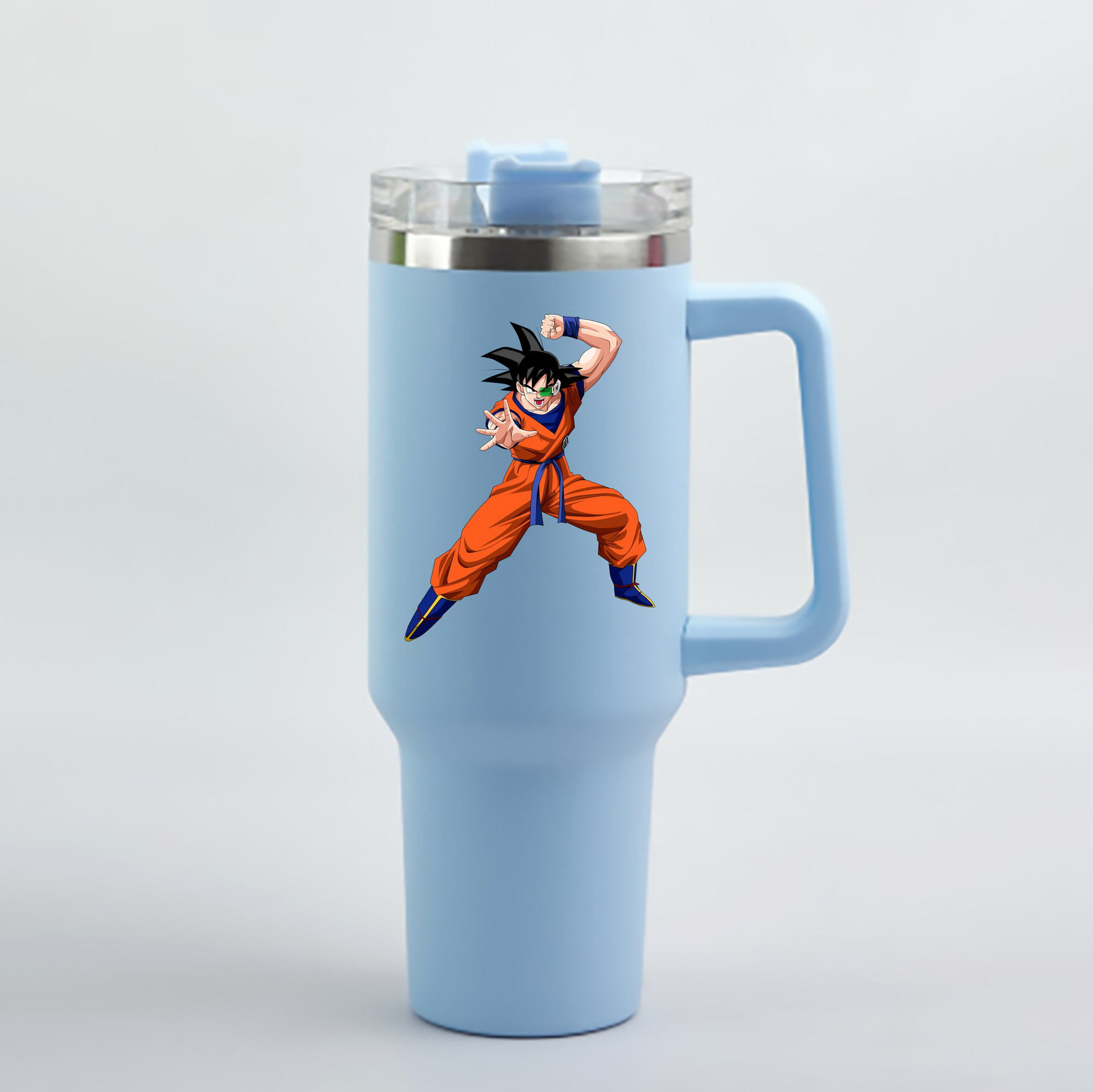 （画像用） ドラゴンボール 孫悟空（そん ごくう）Son Goku カカロット DRAGON BALL Kakarotto 1200mL車用タンブラー - クリスタルステッカー（プラスチックストロー付き）
