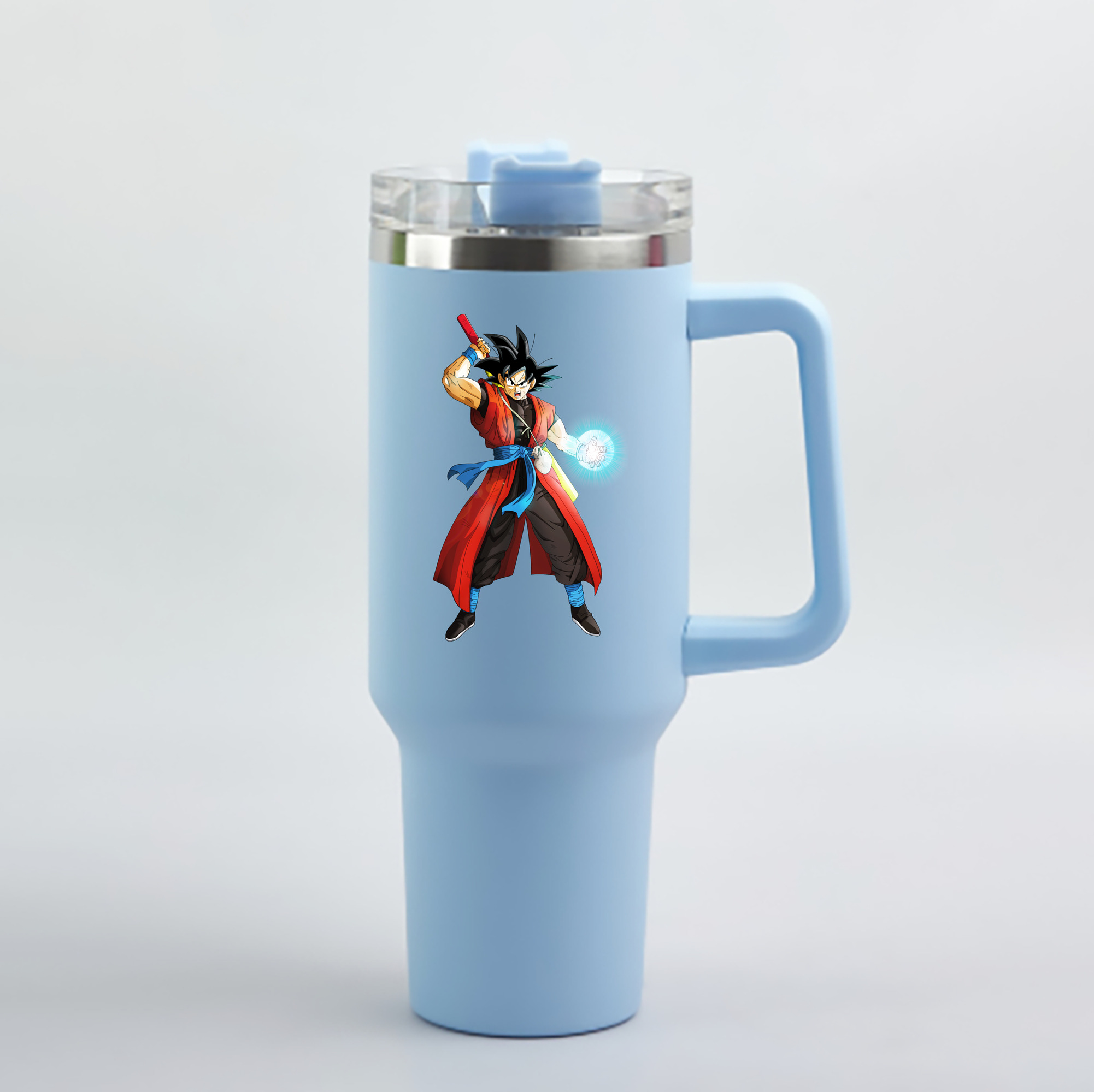 （画像用） ドラゴンボール 孫悟空（そん ごくう）Son Goku カカロット DRAGON BALL Kakarotto 1200mL車用タンブラー - クリスタルステッカー（プラスチックストロー付き）