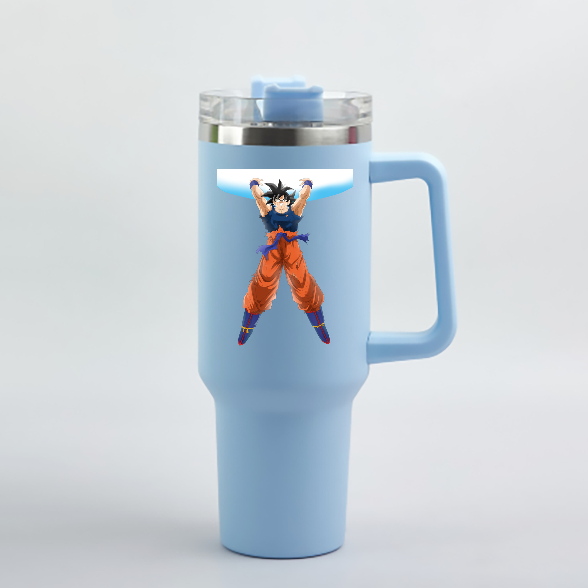 （画像用） ドラゴンボール 孫悟空（そん ごくう）Son Goku カカロット DRAGON BALL Kakarotto 1200mL車用タンブラー - クリスタルステッカー（プラスチックストロー付き）